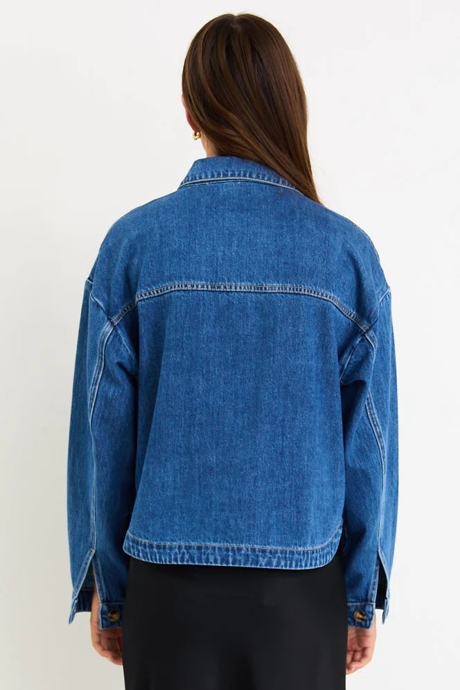 Echo Storm Blue Patch Pocket Denim Jacket - Image 6