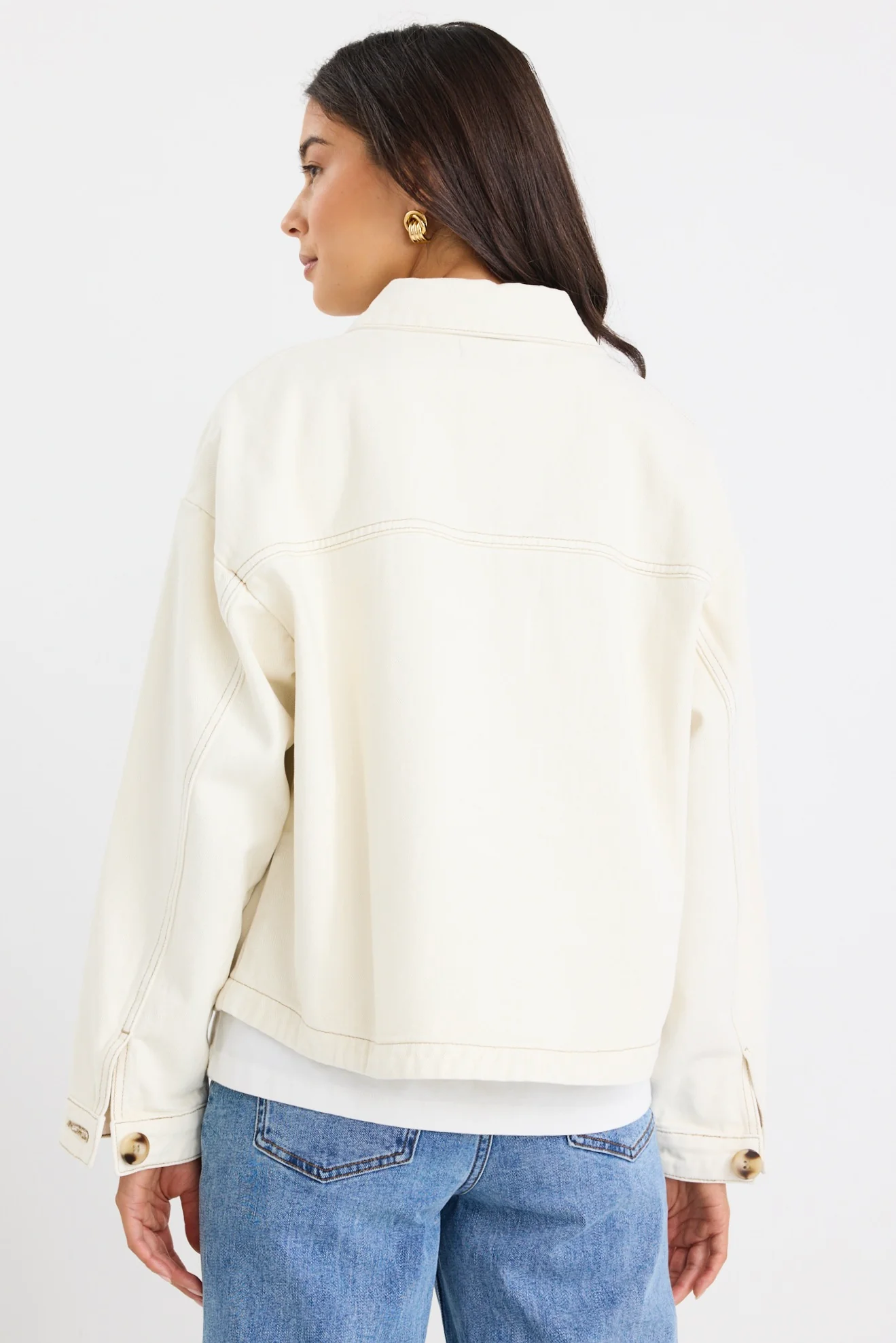 Echo Ecru Patch Pocket Denim jacket - Image 5