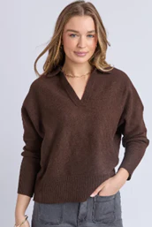 Elea Coffee Knit Polo