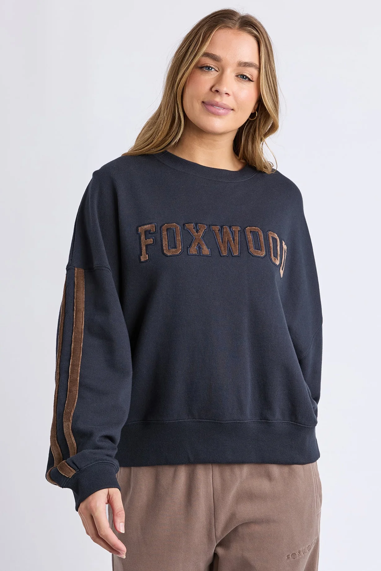 Elevated Ink Velour Stripe Sunday Crew