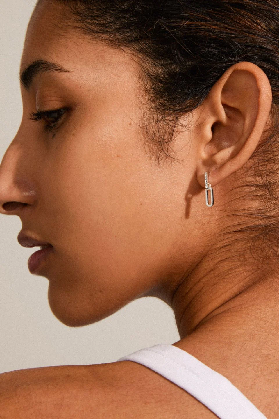 Elise Linked Earrings Silver Plated with Crystal - Image 2