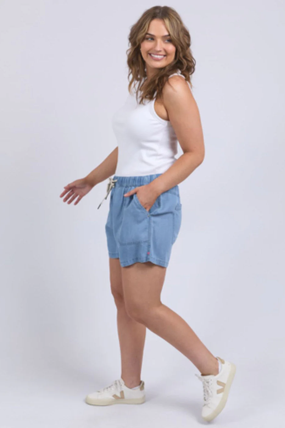 Elliot Mid Blue Denim Chambray Tie Short - Image 3