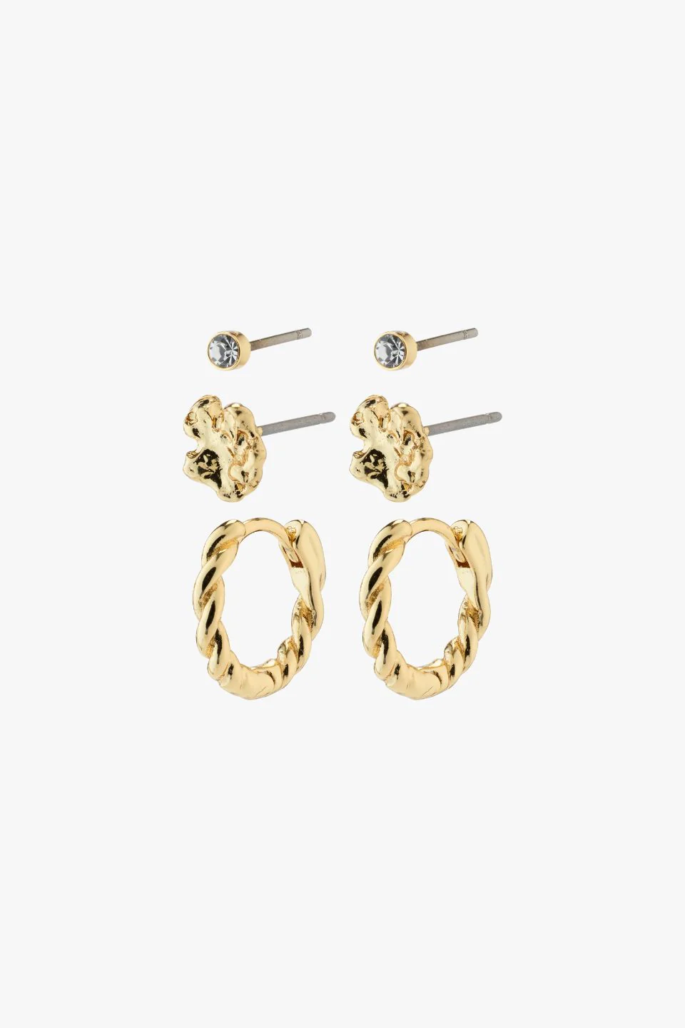 Emanuelle Gold Crystal Stud + Hoop Earring set 3 - Image 2