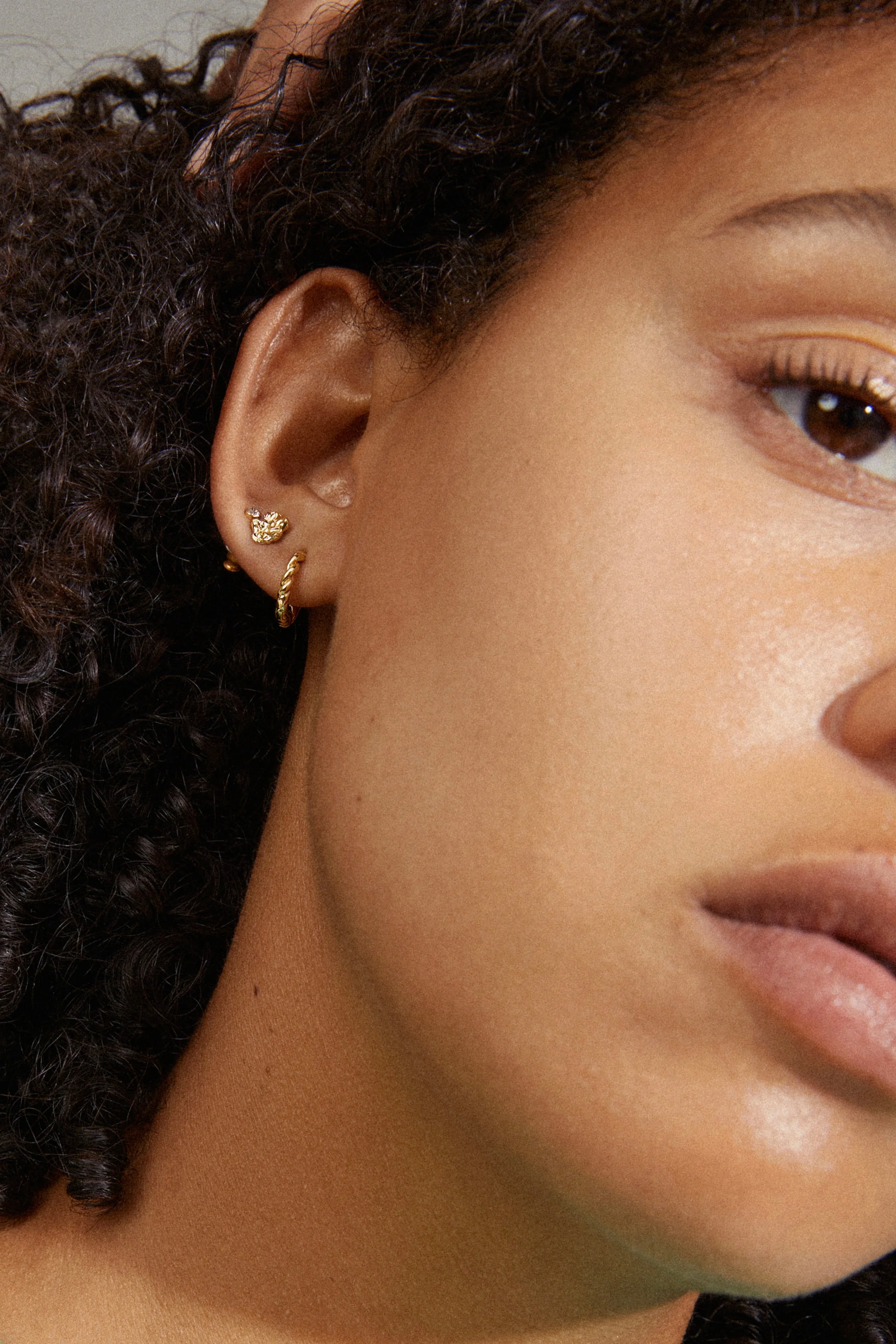 Emanuelle Gold Crystal Stud + Hoop Earring set 3 - Image 3