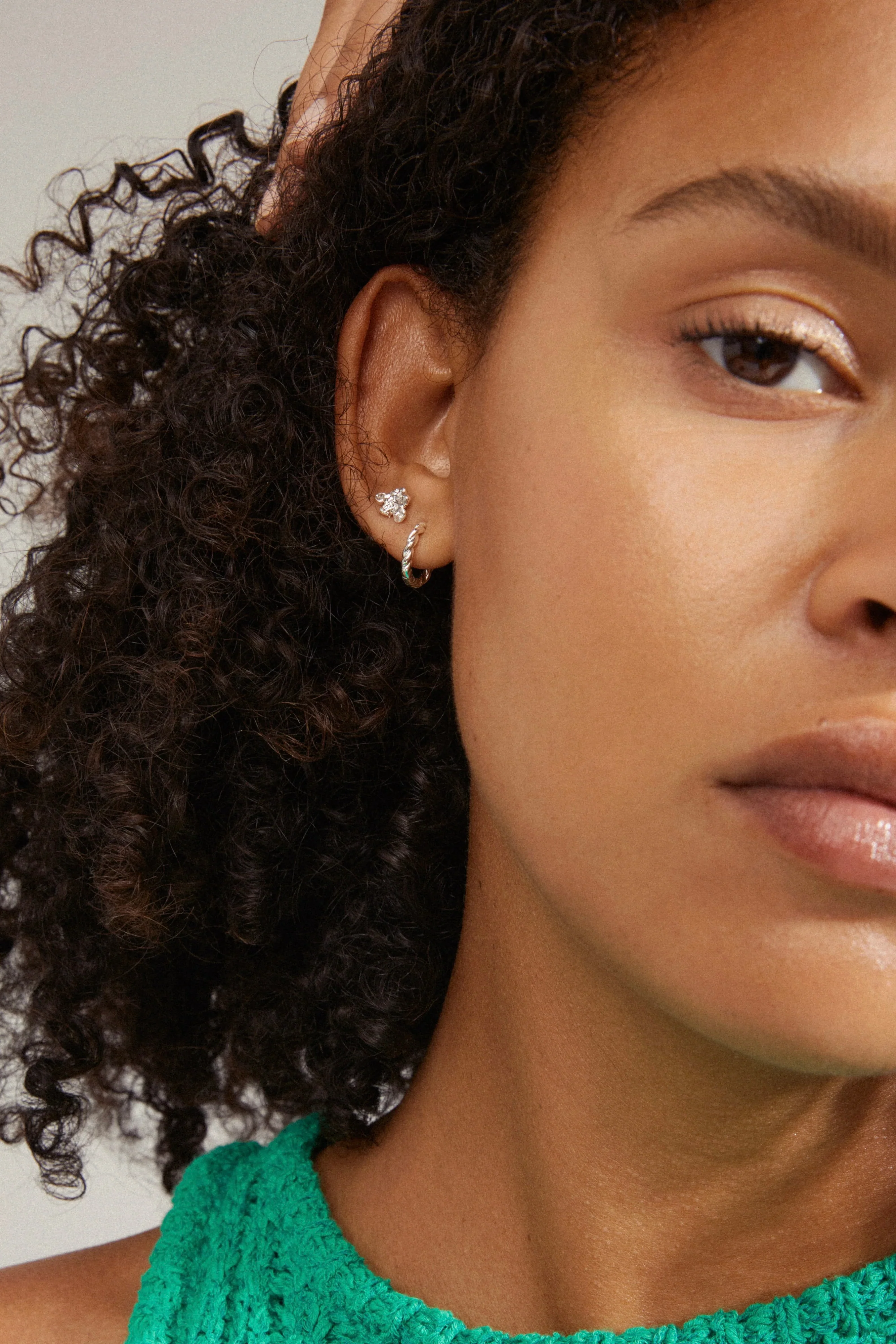 Emanuelle Silver Crystal EOL Stud + Hoop Earring set 3