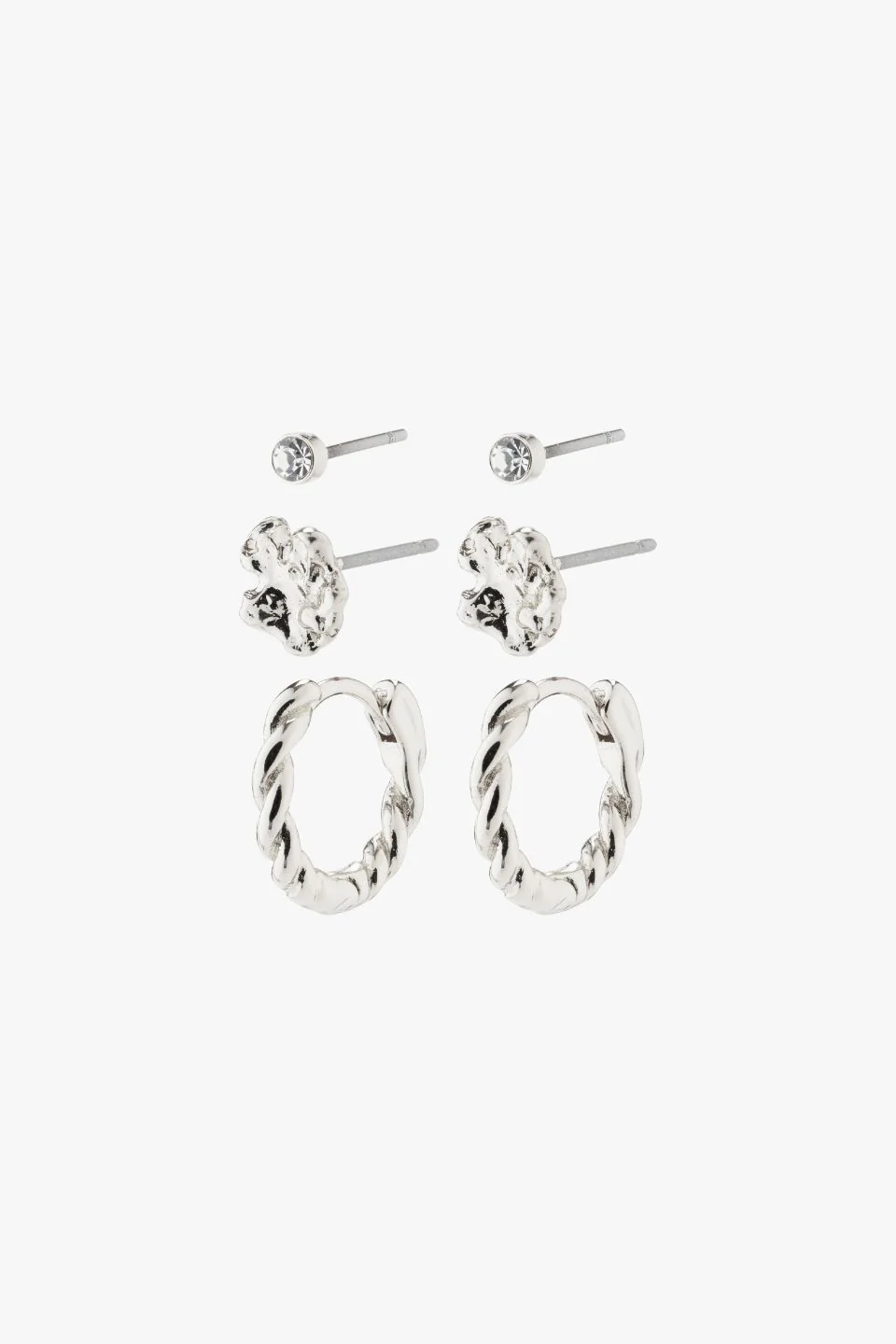 Emanuelle Silver Crystal EOL Stud + Hoop Earring set 3 - Image 2