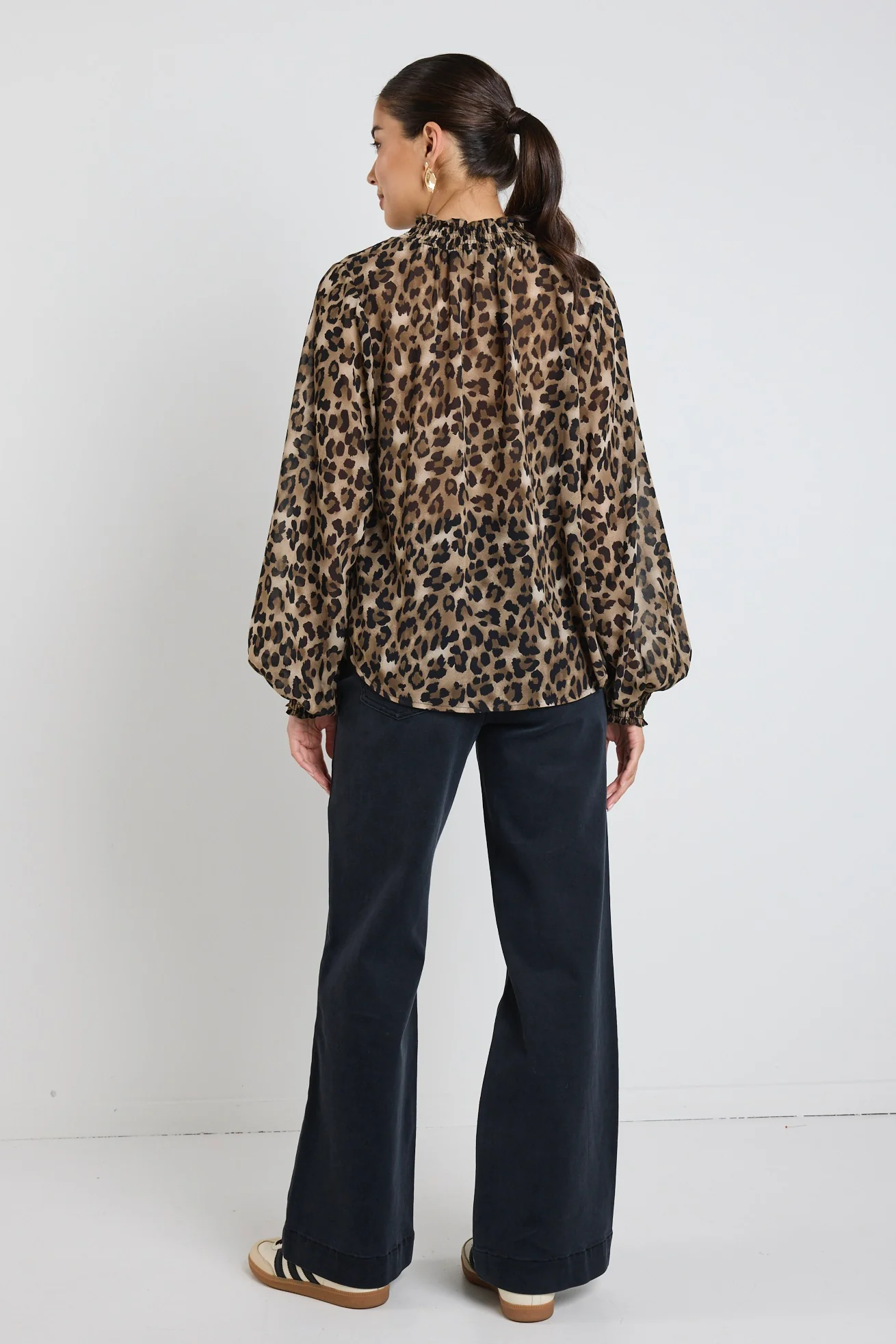 Embrace Leopard Georgette High Neck LS Top - Image 6