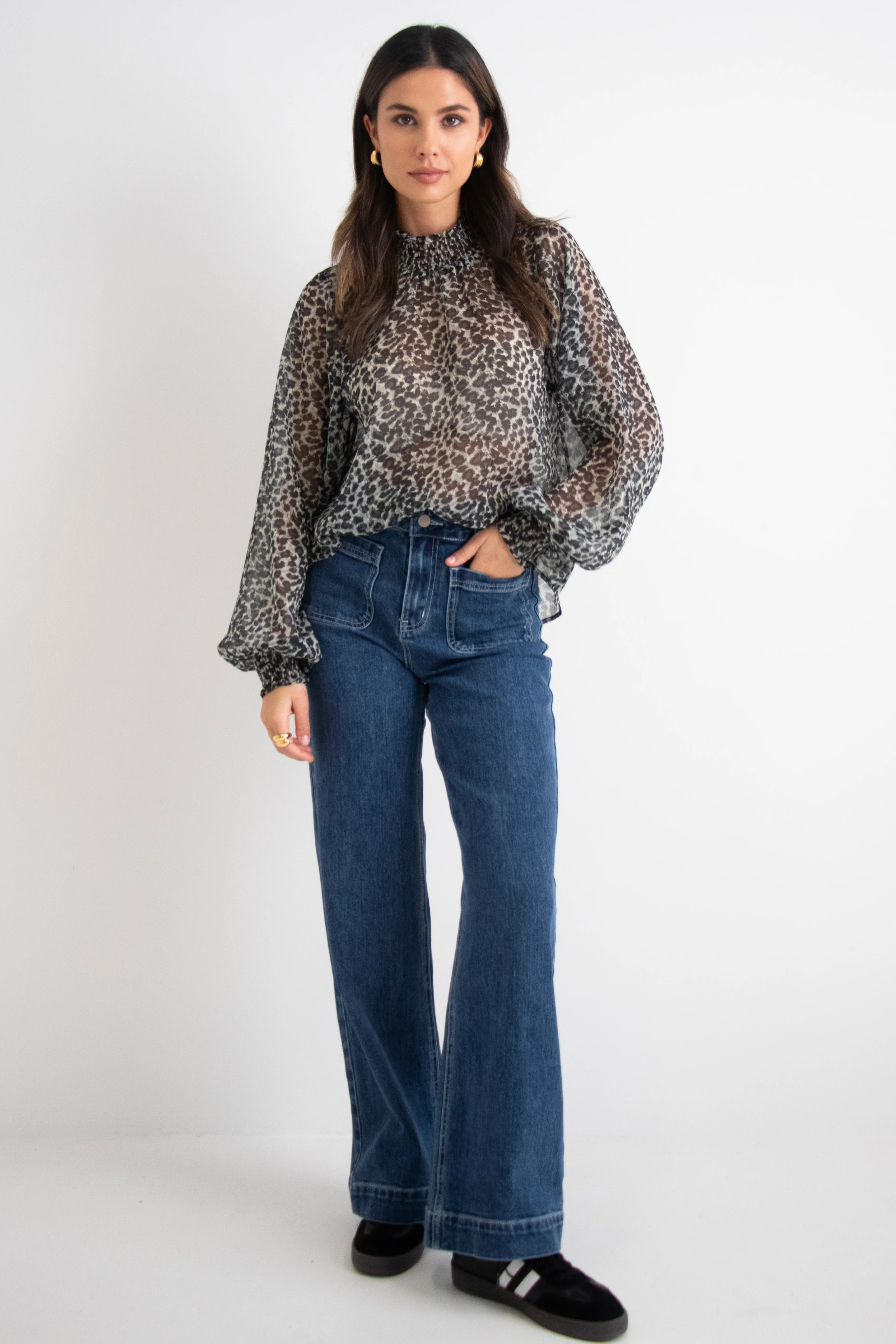 Emphatic Charcoal Animal Frill Front LS Top - Image 2