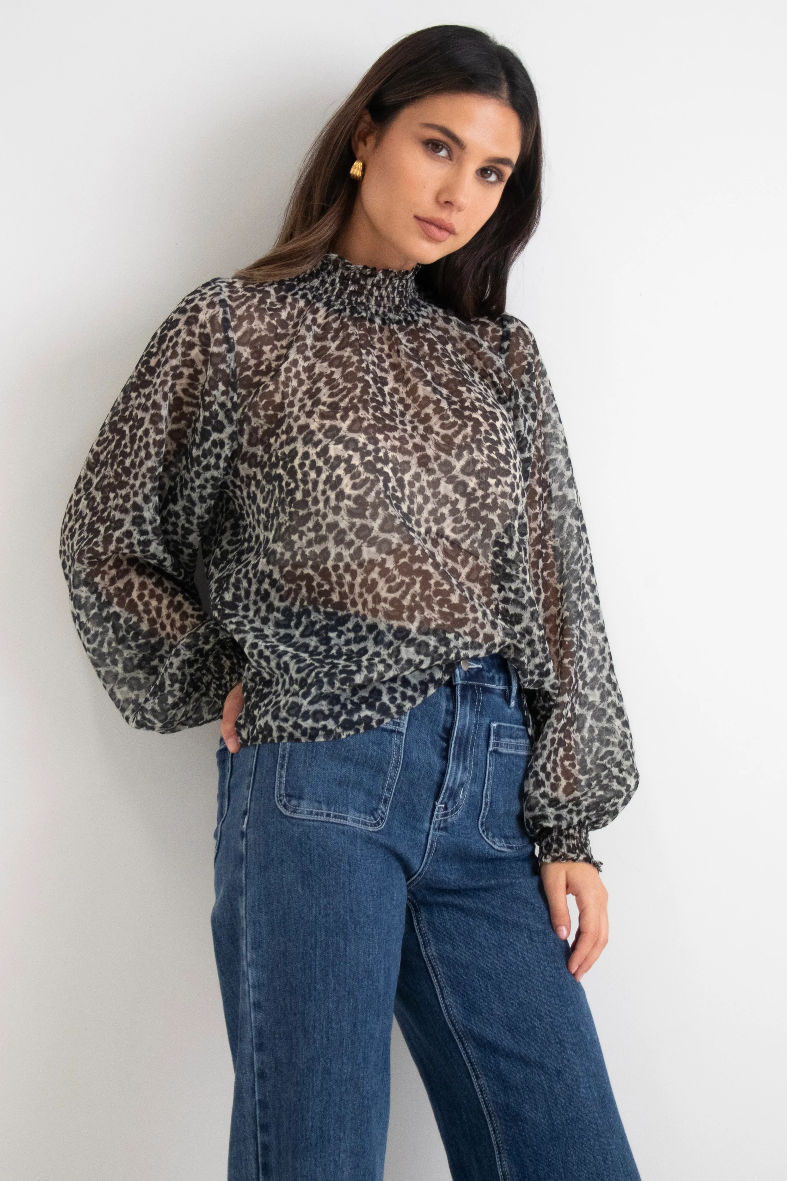 Emphatic Charcoal Animal Frill Front LS Top - Image 3