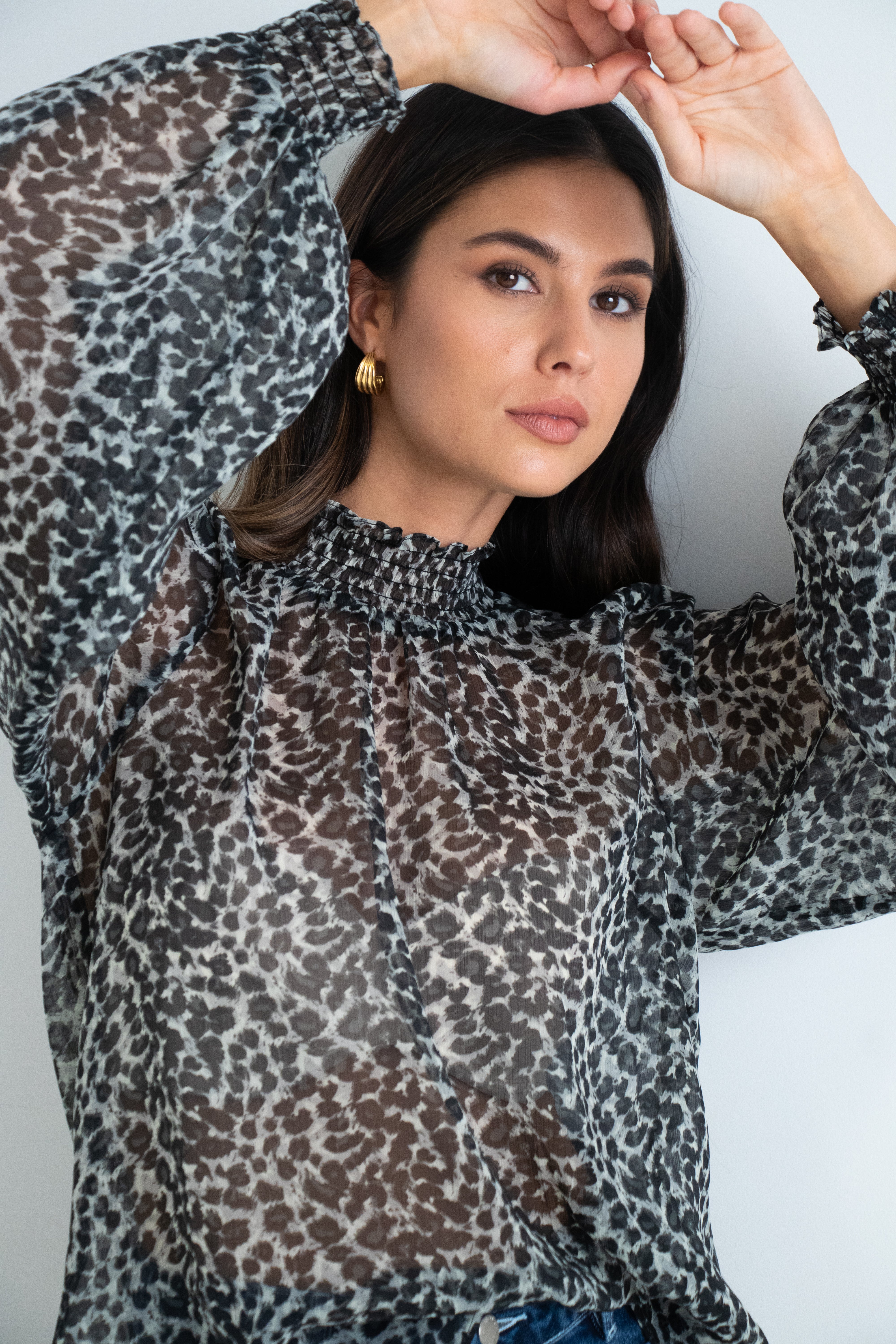 Emphatic Charcoal Animal Frill Front LS Top - Image 4