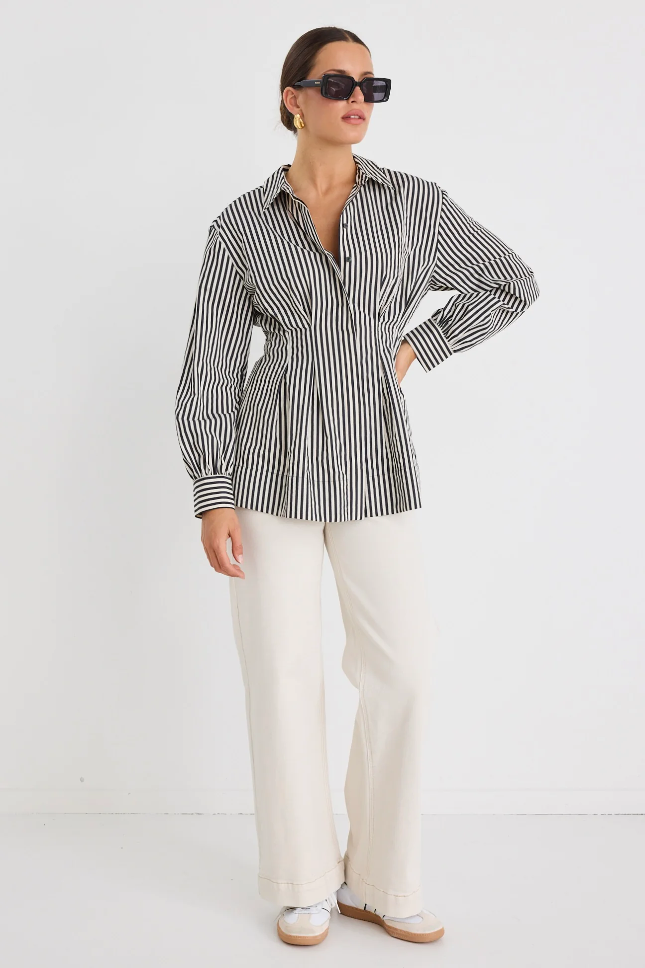 Ensured Black Stripe Fitted Corset Shirt - Image 3