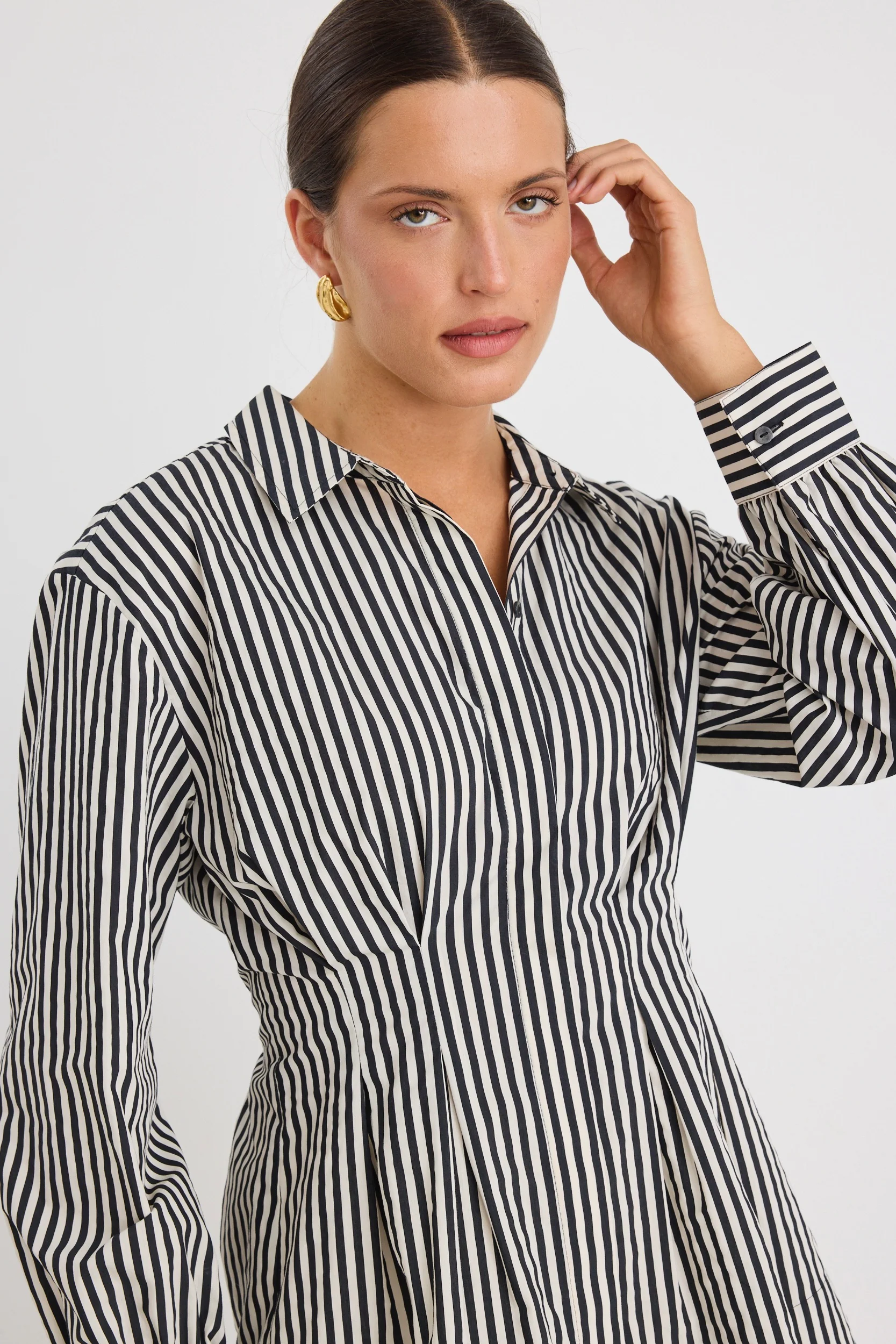 Ensured Black Stripe Fitted Corset Shirt - Image 5