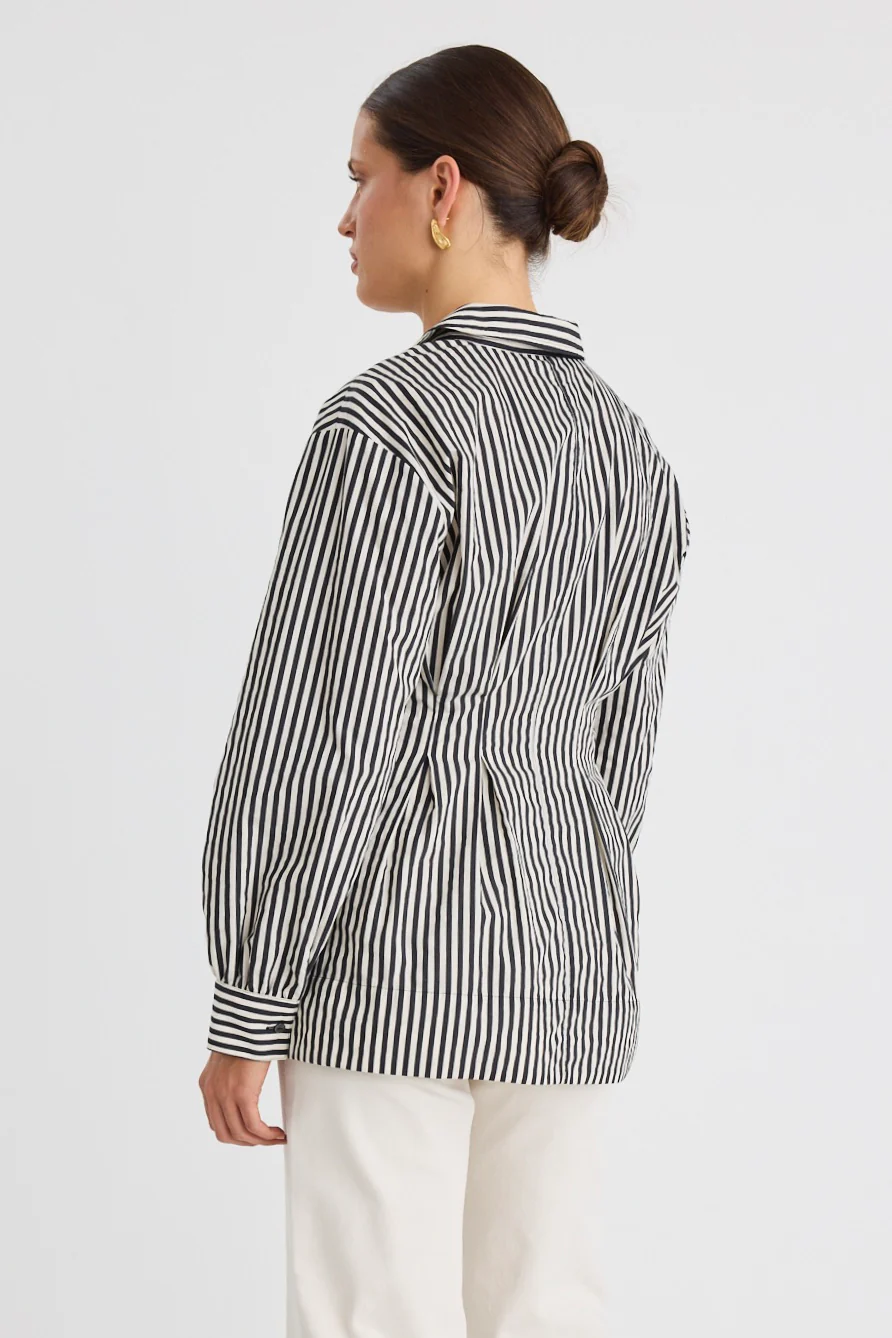 Ensured Black Stripe Fitted Corset Shirt - Image 6