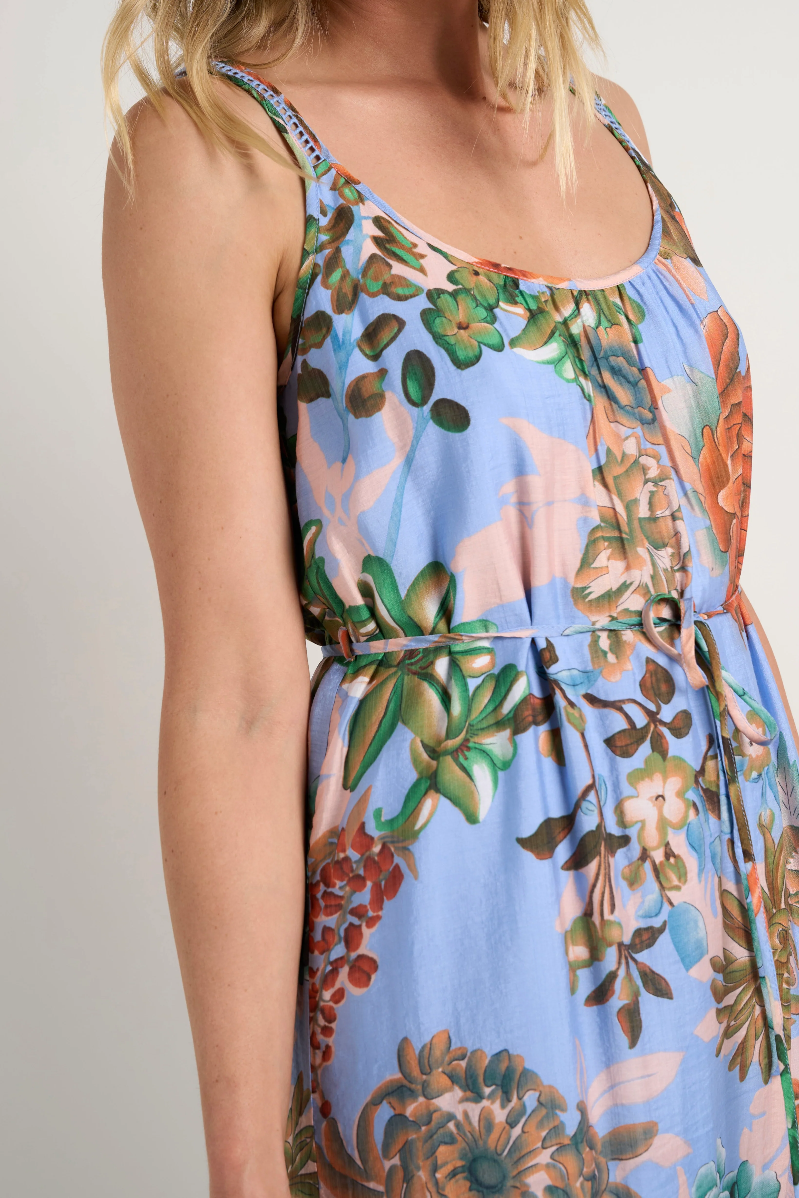 Estela Blue Floral Strappy Floaty Maxi Dress - Image 6