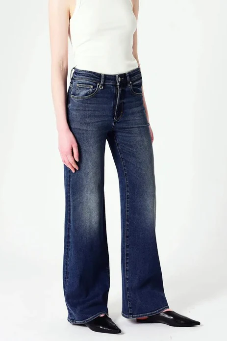Eva Check In Vintage Indigo Mid Rise Wide Jean - Image 2