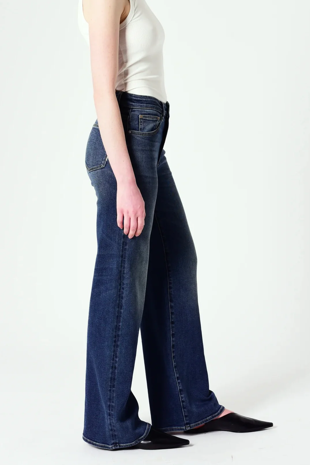 Eva Check In Vintage Indigo Mid Rise Wide Jean - Image 3