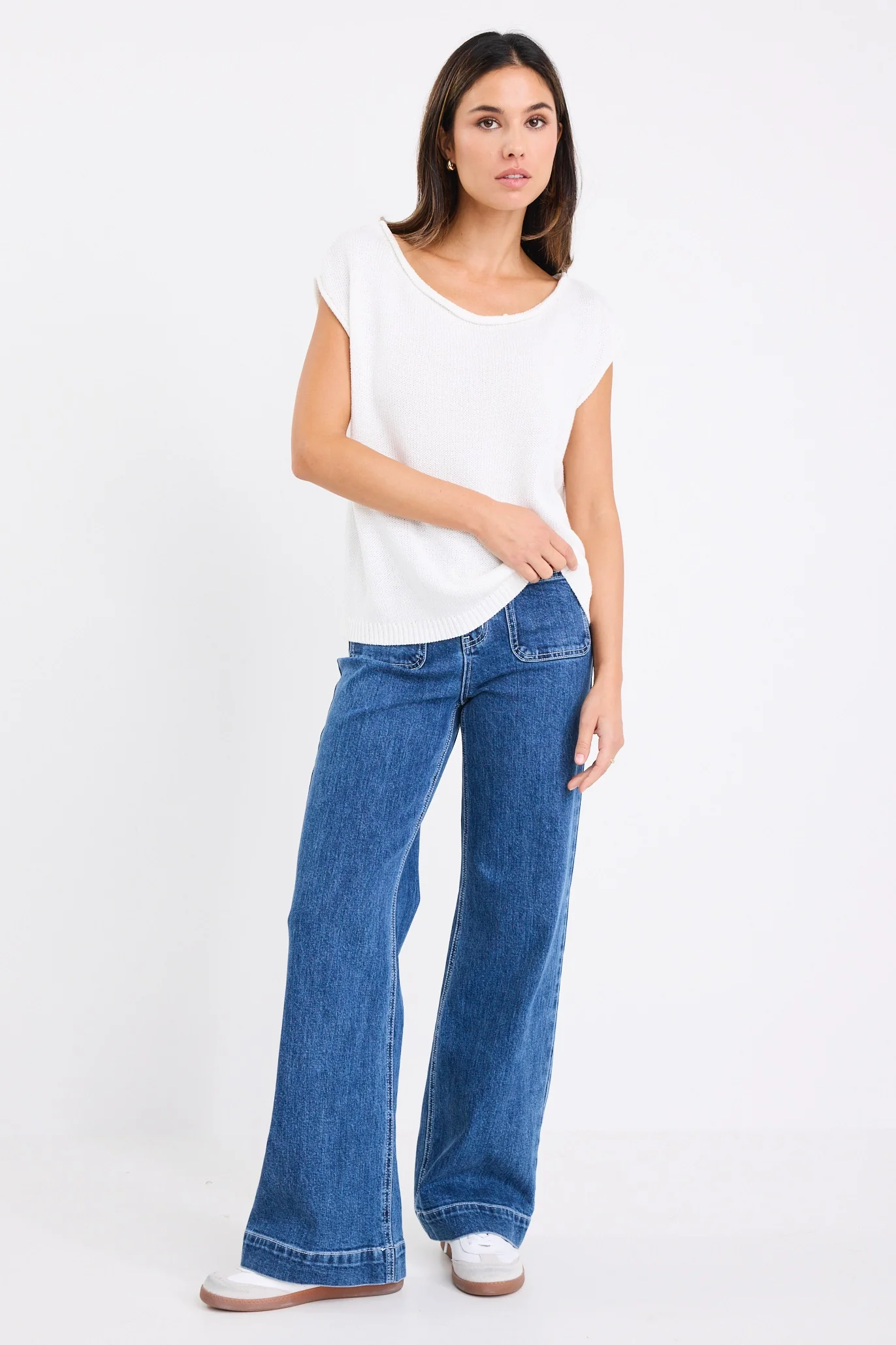 Fallow Ivory Off Shoulder Sleeveless Knit Top - Image 3