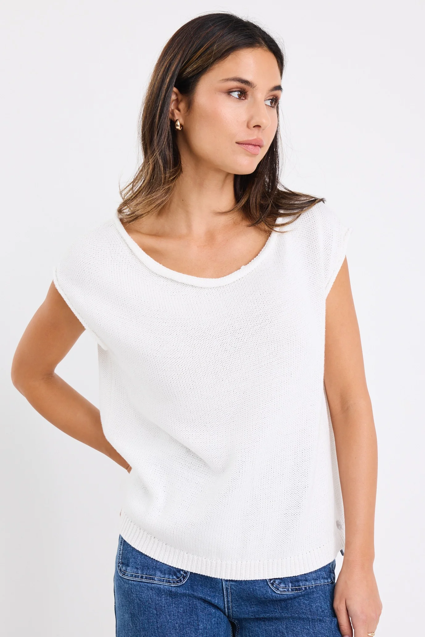Fallow Ivory Off Shoulder Sleeveless Knit Top - Image 5