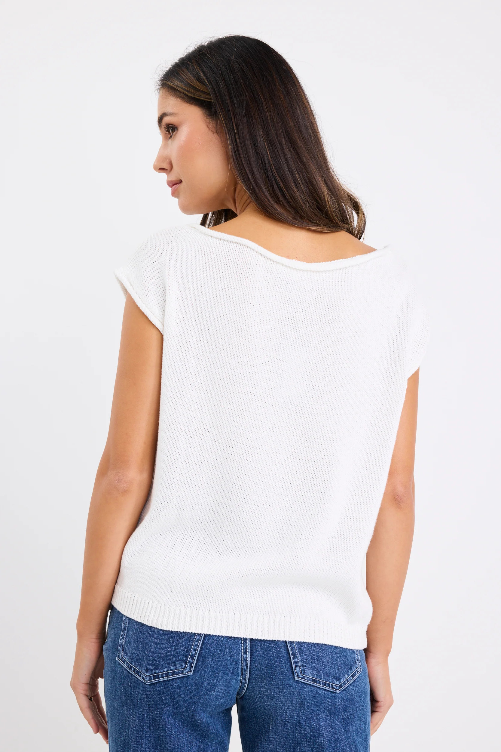 Fallow Ivory Off Shoulder Sleeveless Knit Top - Image 6