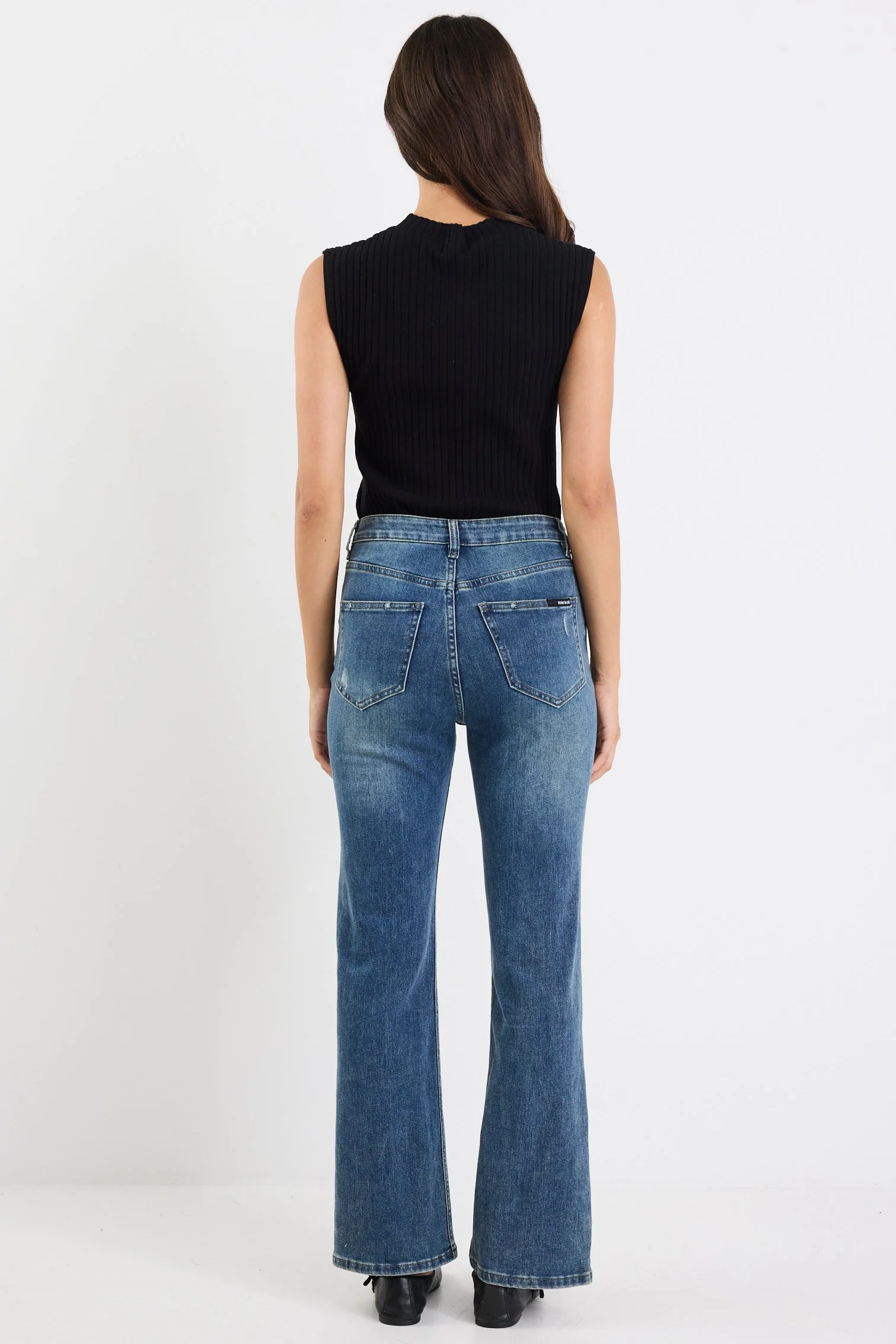 Farah Mid Blue High Rise Slim Straight Jean - Image 3