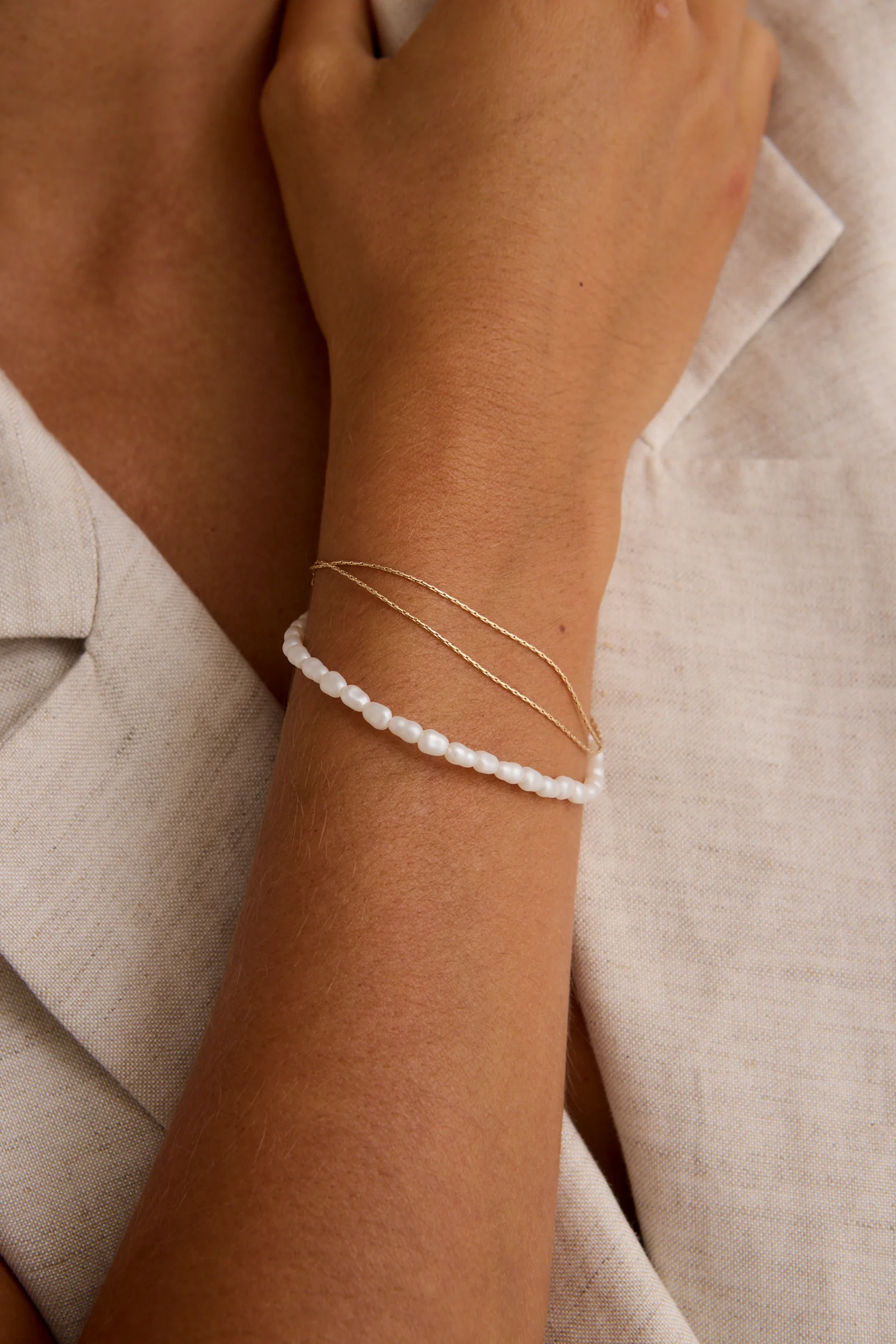 Fine Double Chain Gold Bracelet - Image 2