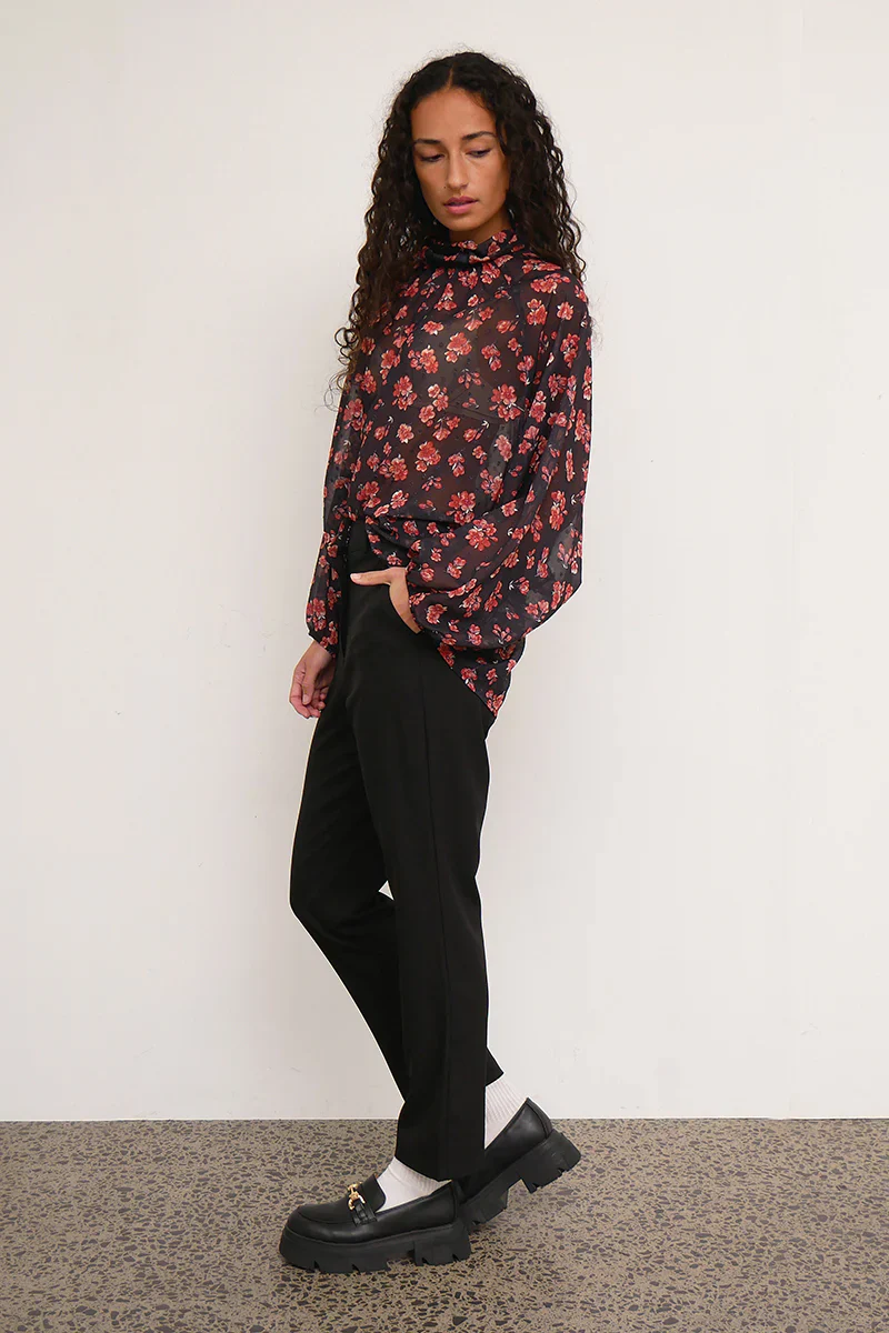 Floret High Neck Red Floral Top - Image 4