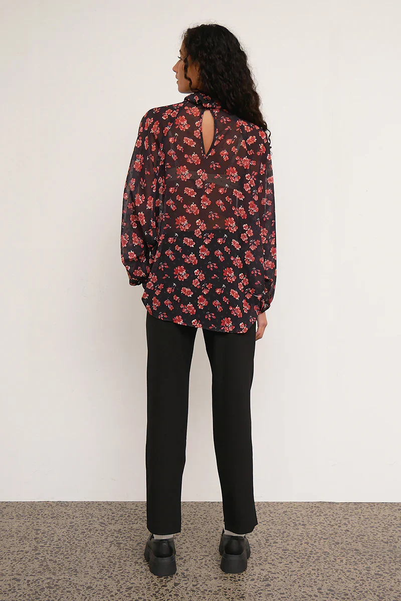 Floret High Neck Red Floral Top - Image 5