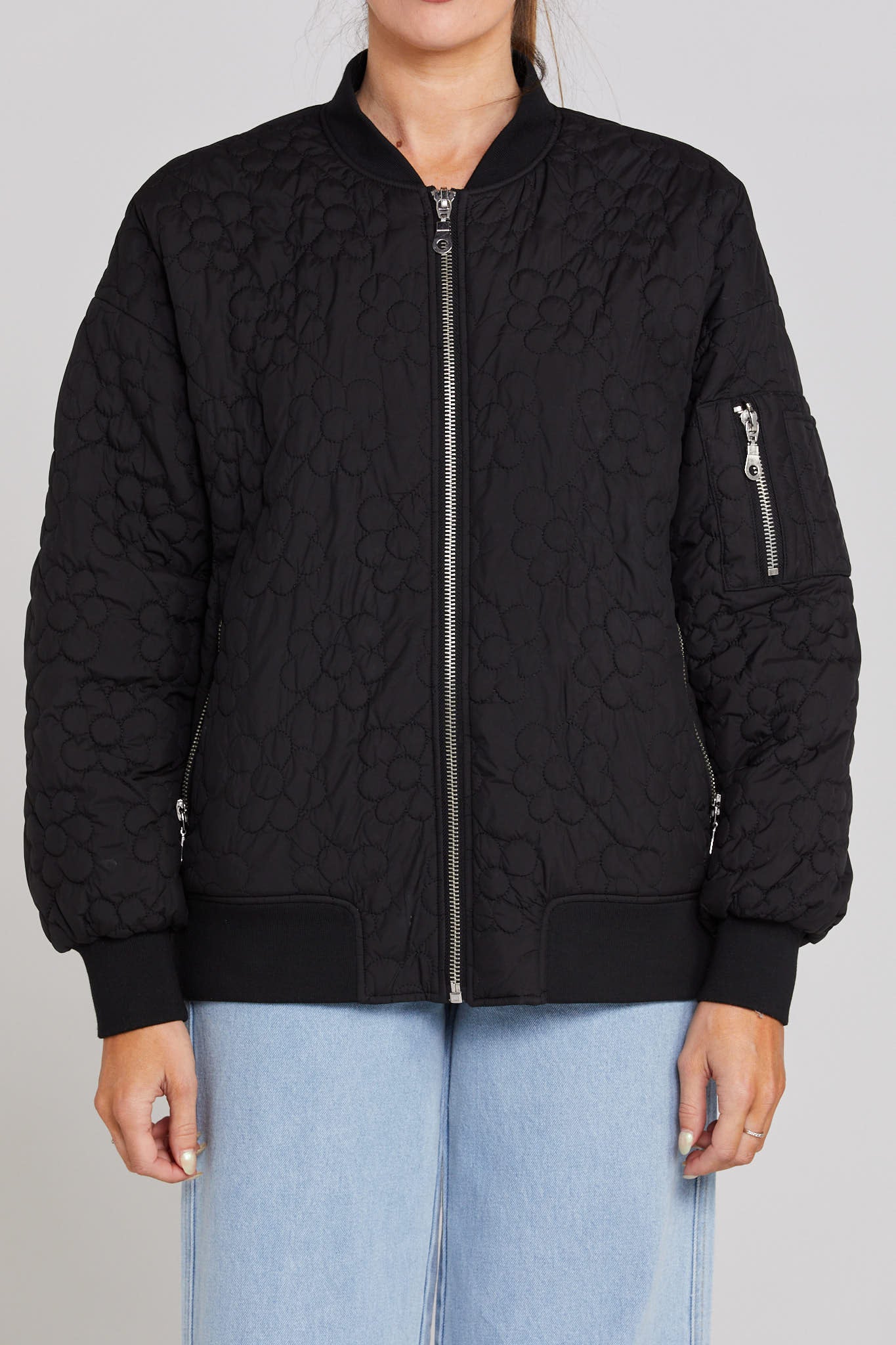 Flying Black Quilted Bomber Jacket - Image 2