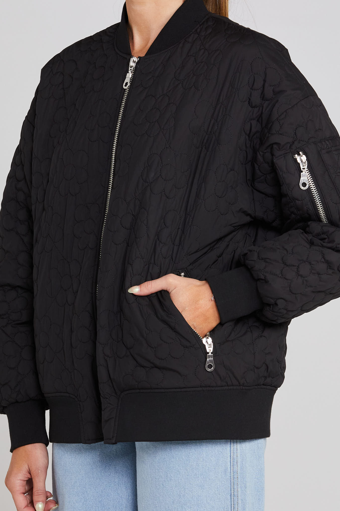 Flying Black Quilted Bomber Jacket - Image 4
