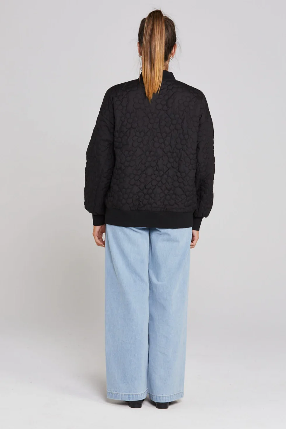 Flying Black Quilted Bomber Jacket - Image 6