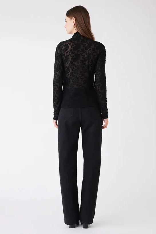 Forgiven Black Textured Lace LS Top - Image 5