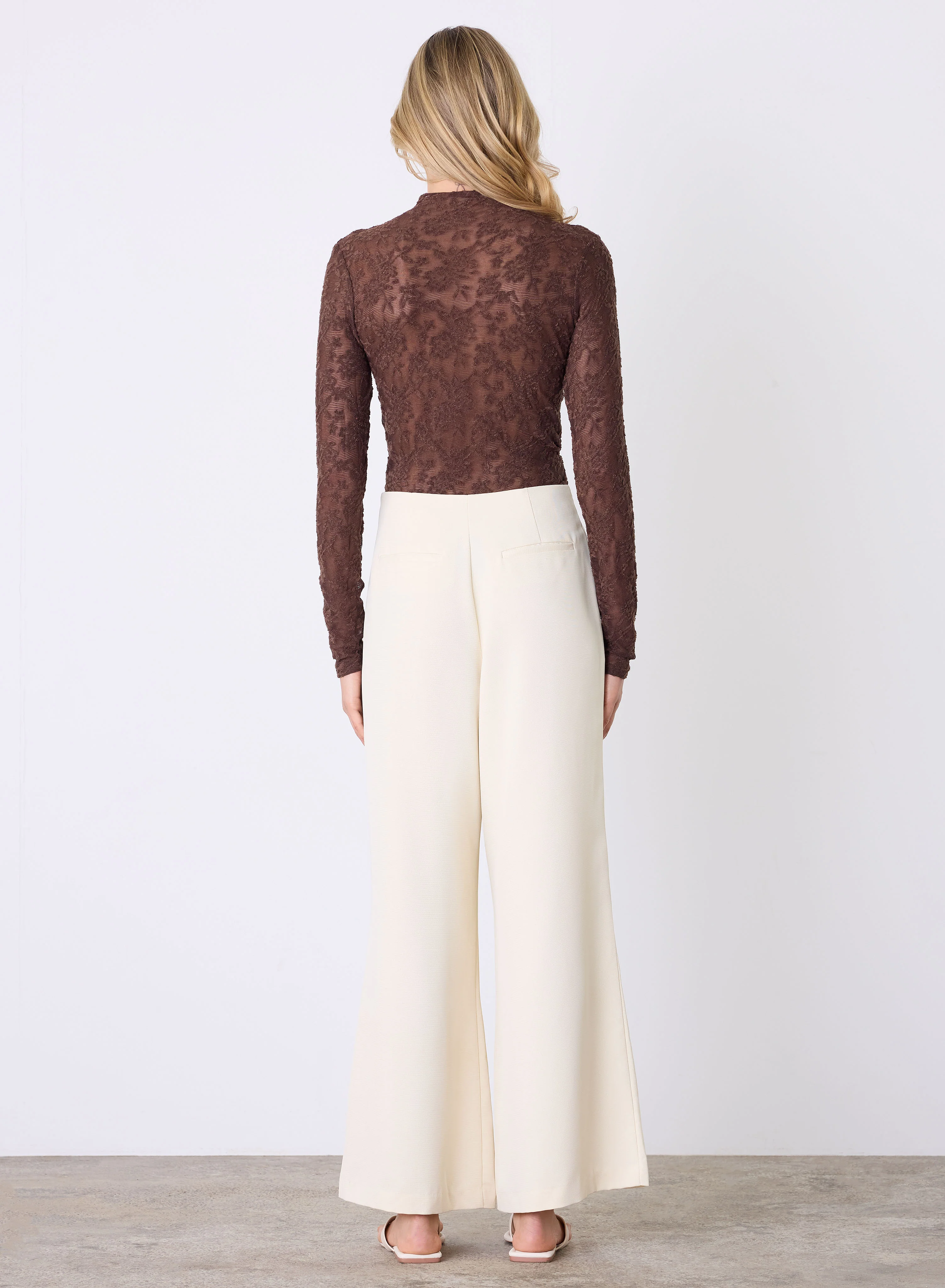 Forgiven Chocolate Textured Lace LS Top - Image 3