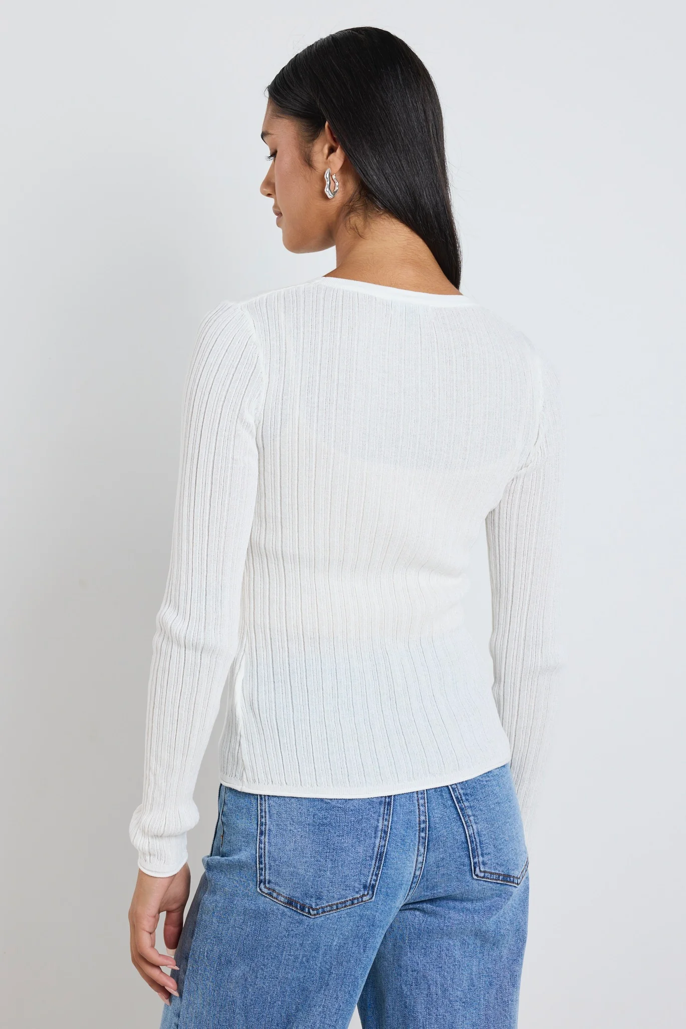 Fragment Ivory Sheer LS Knit Top - Image 6