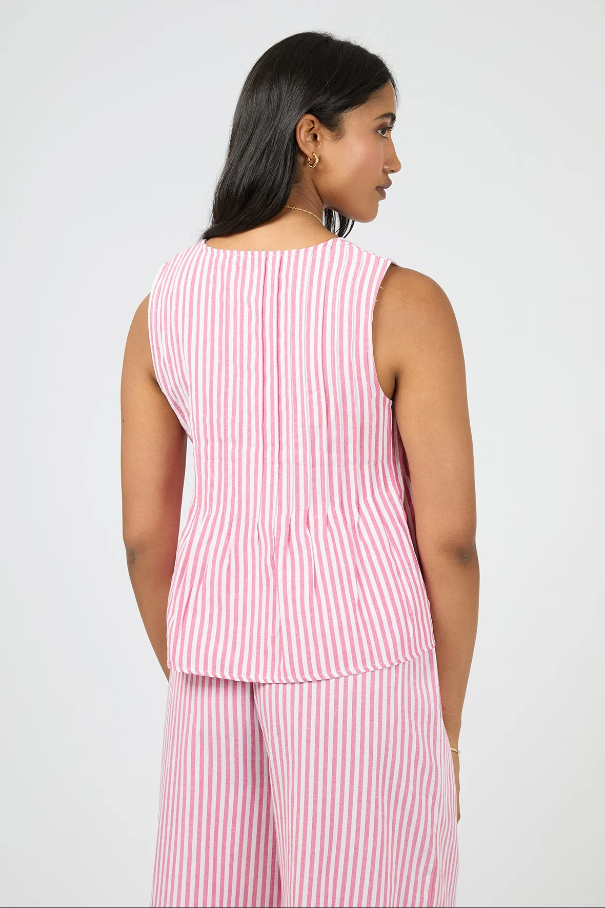 Franca Pink Stripe Front Tie Sleeveless Top - Image 4