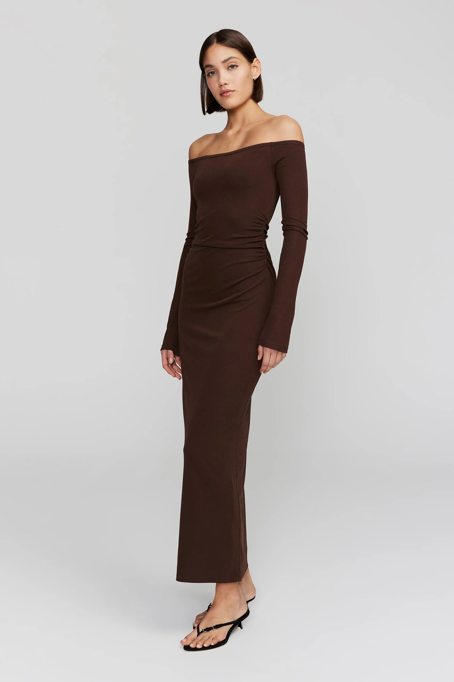 Frankie Carob LS Off Shoulder Midi Dress - Image 2