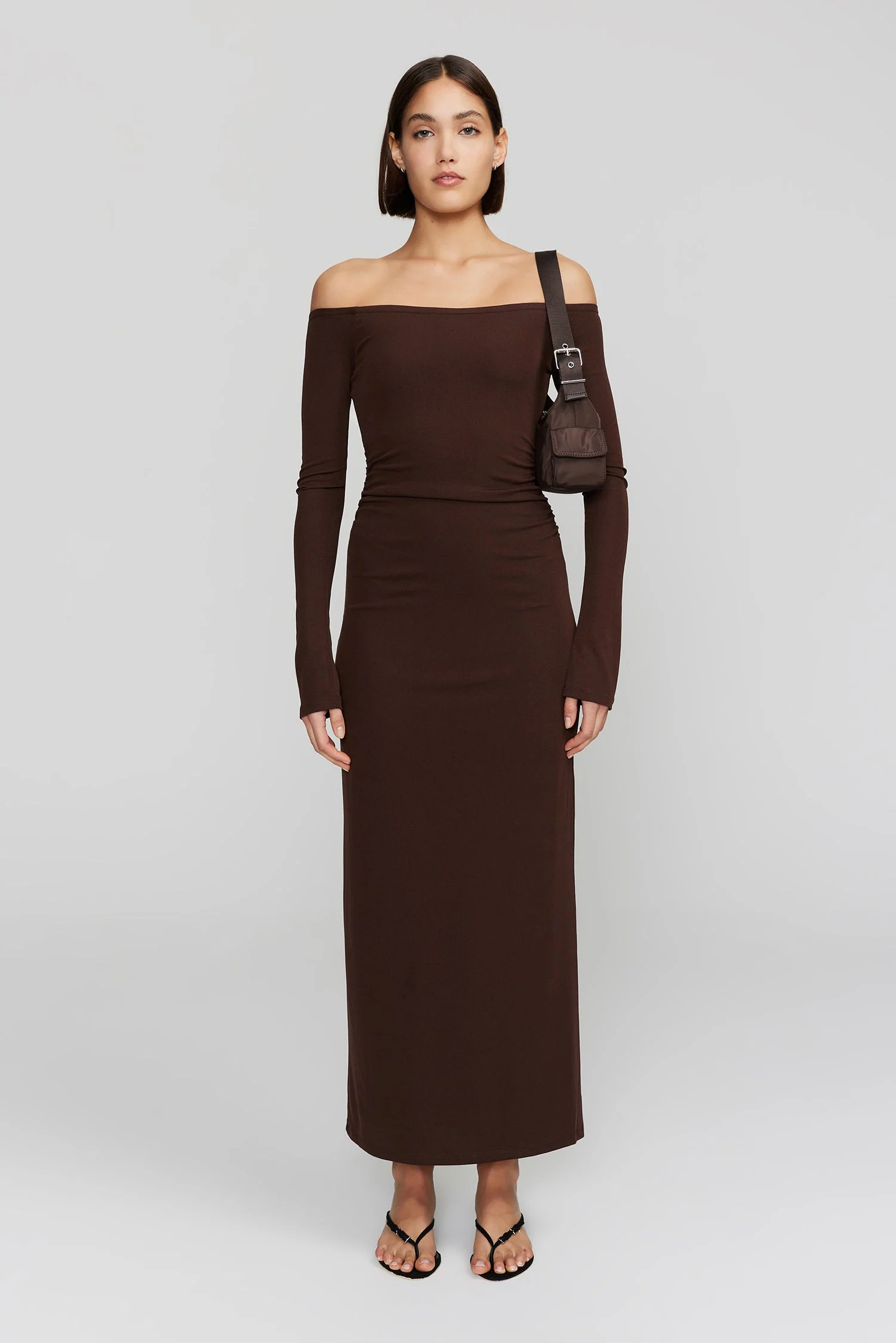 Frankie Carob LS Off Shoulder Midi Dress - Image 3