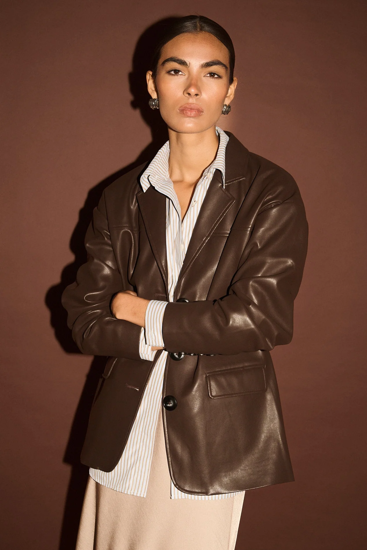 Freja Chocolate Vegan Leather Jacket