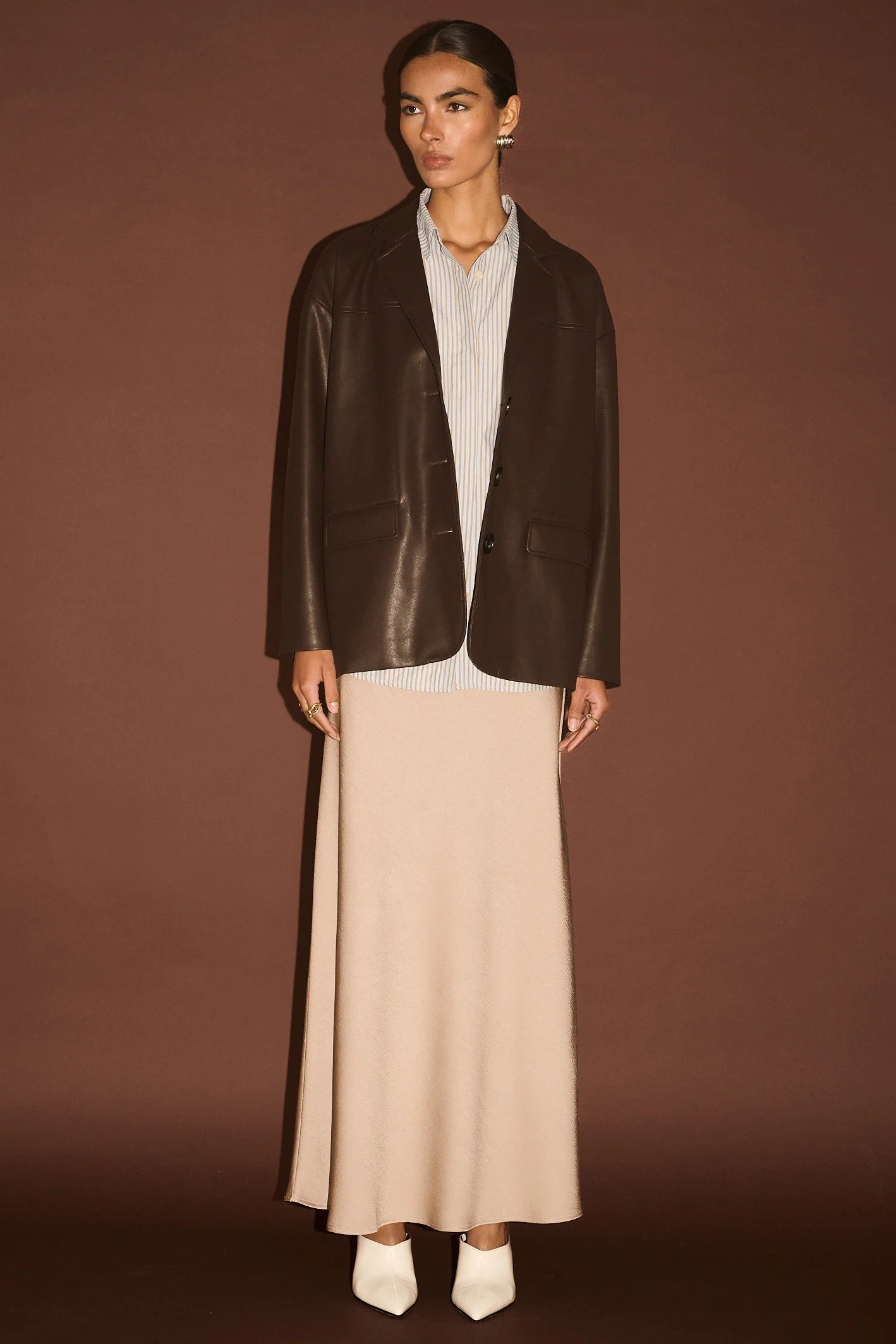 Freja Chocolate Vegan Leather Jacket - Image 2