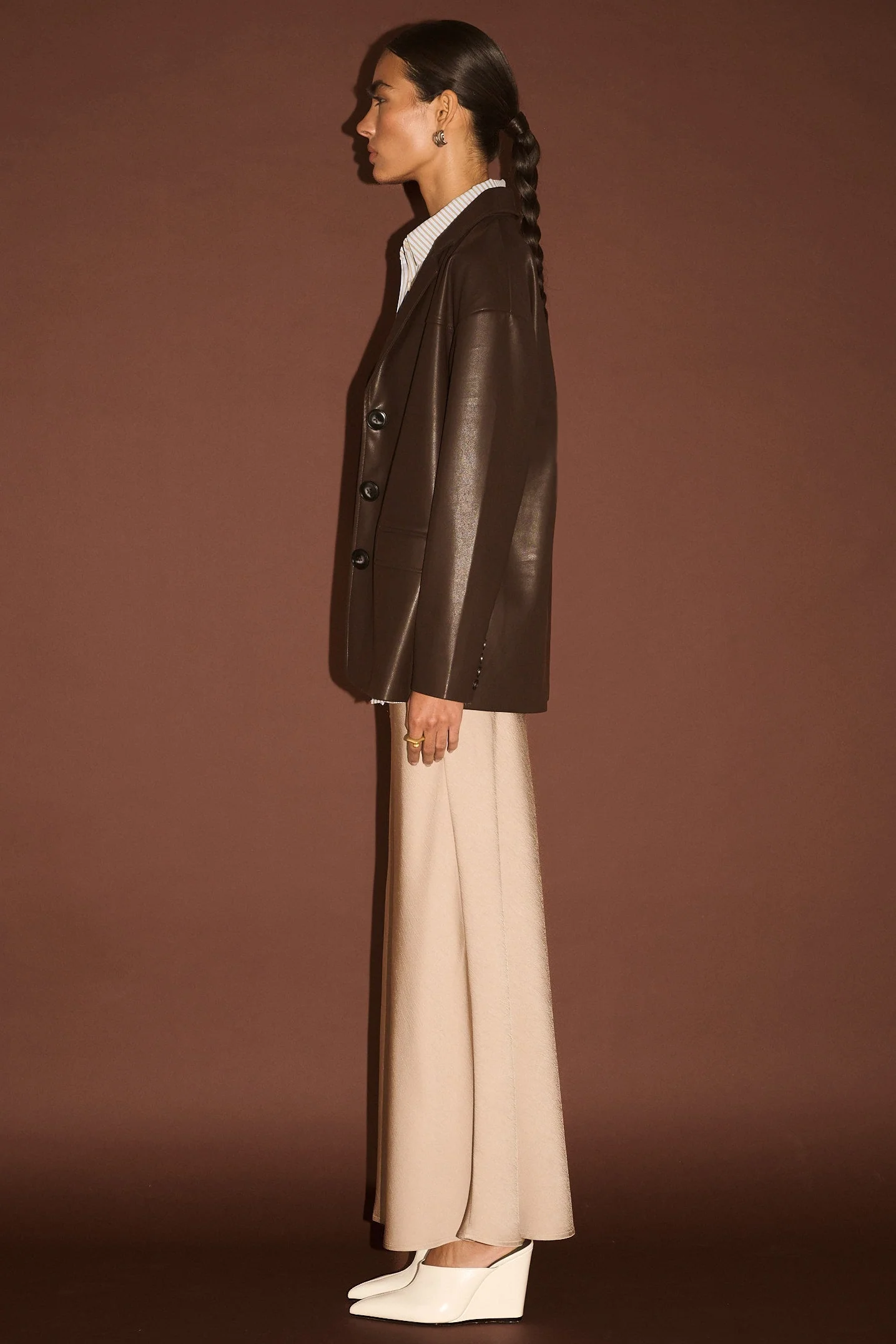 Freja Chocolate Vegan Leather Jacket - Image 3