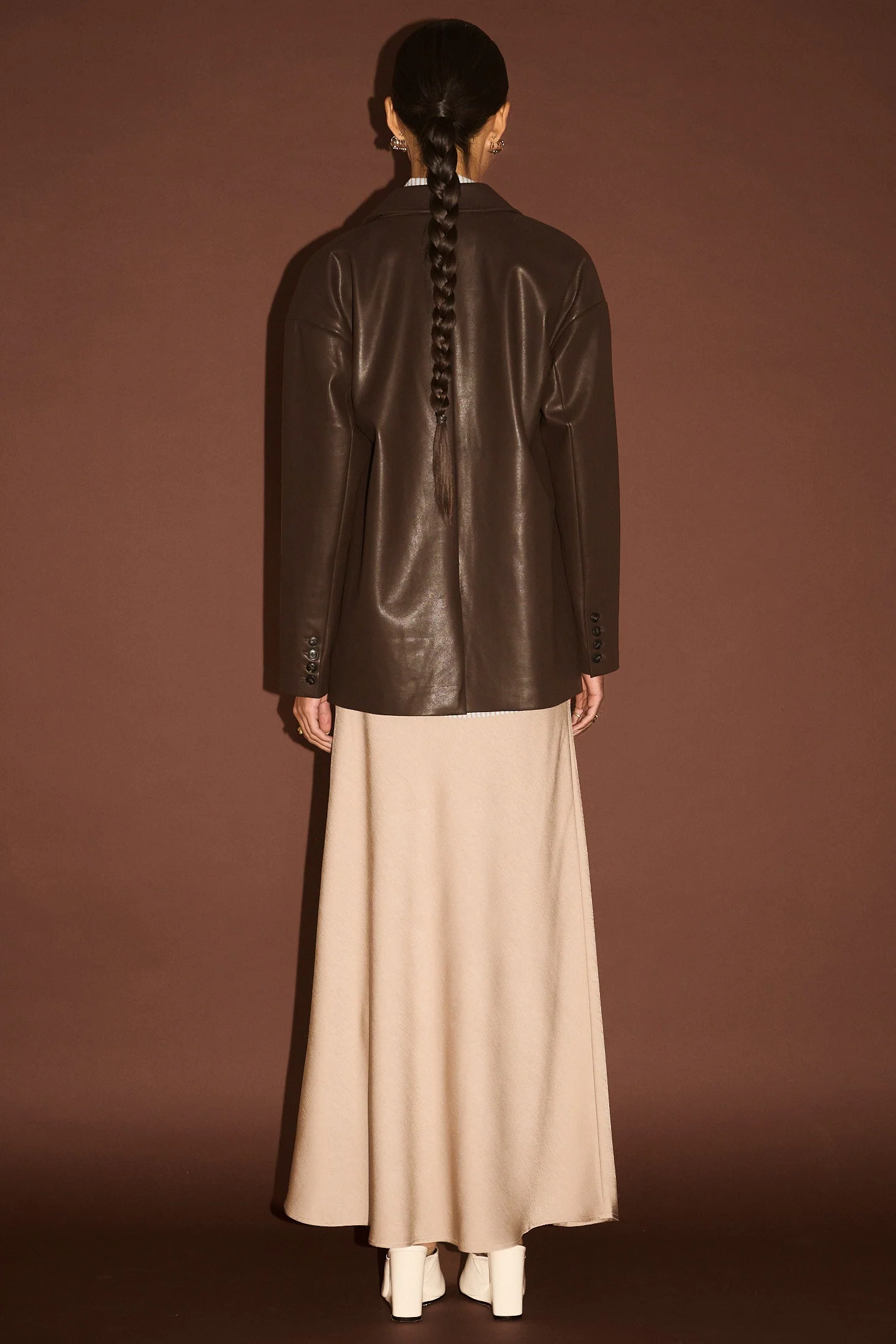 Freja Chocolate Vegan Leather Jacket - Image 4