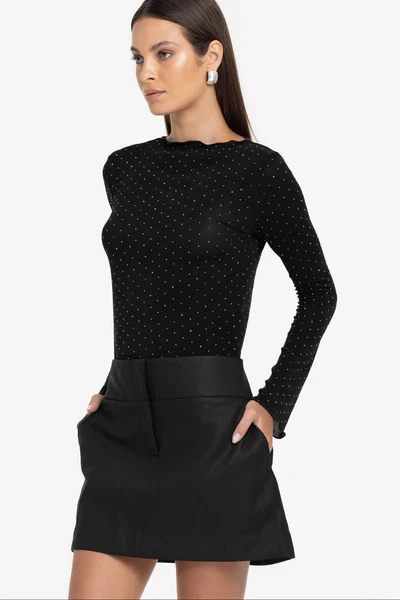 Gigi Black Diamante LS Top - Image 3