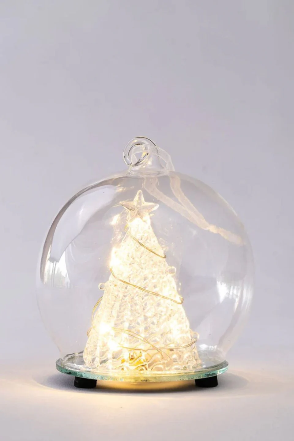 Glass White Clear 10cm Light Up Tree Globe - Image 2