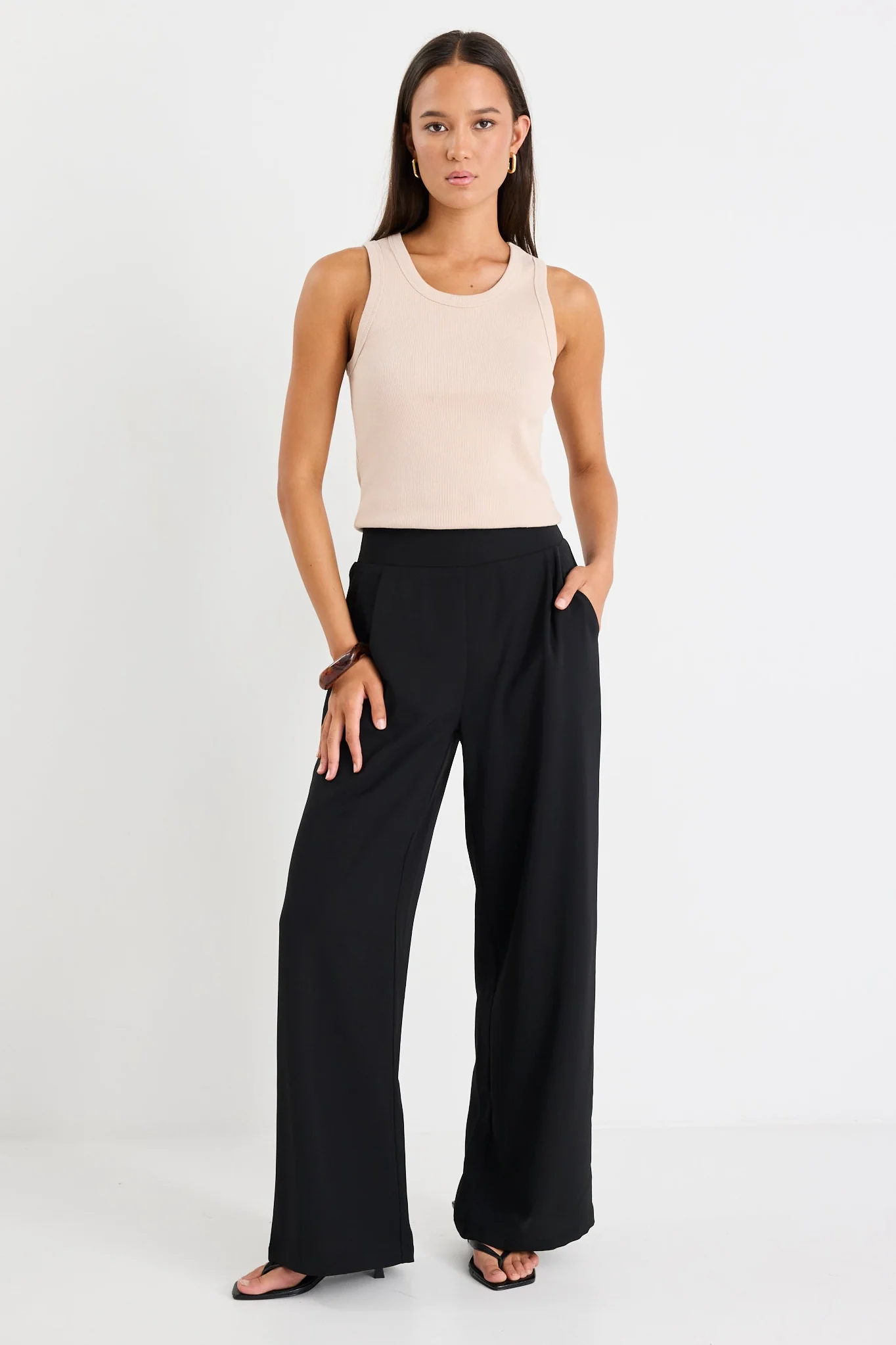 Guardian Black Linen Viscose Elastic Back Pants - Image 3