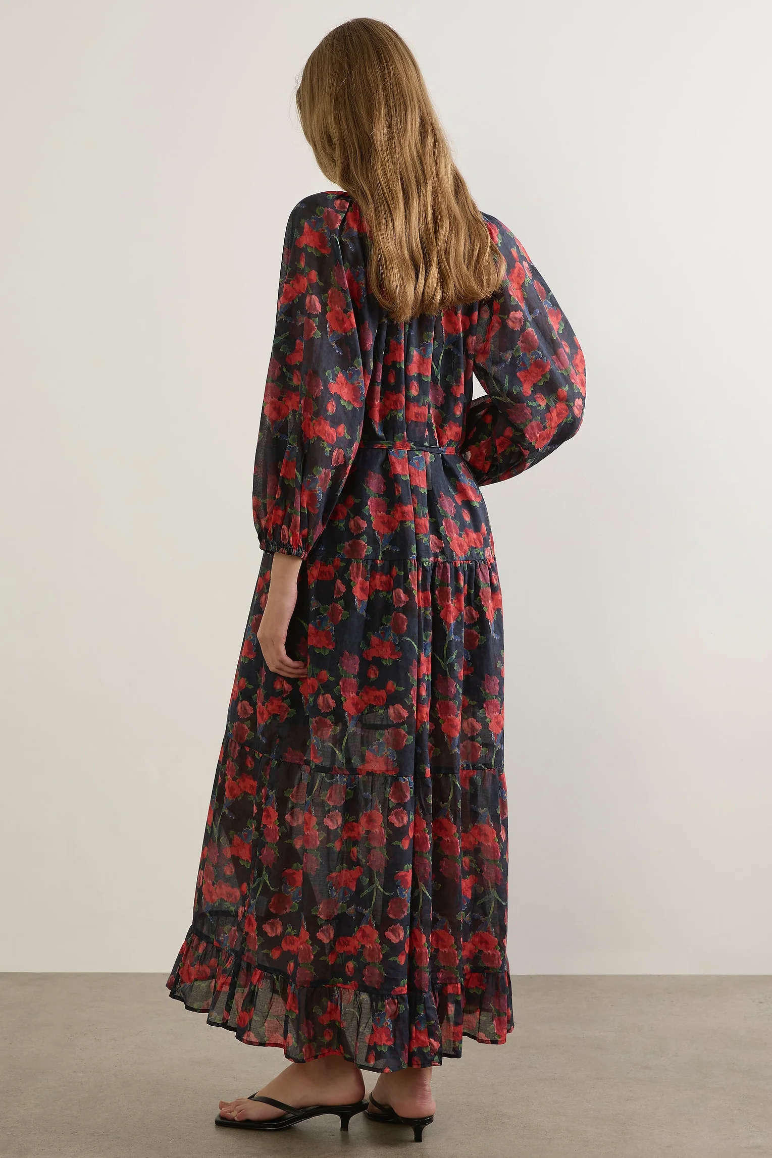 Hadley Navy Red Floral LS Maxi Dress - Image 3