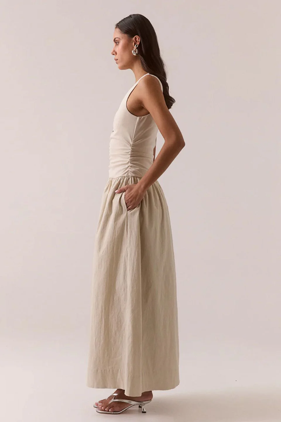 Hari Creme Silver Hardware Sleeveless Maxi Dress - Image 3