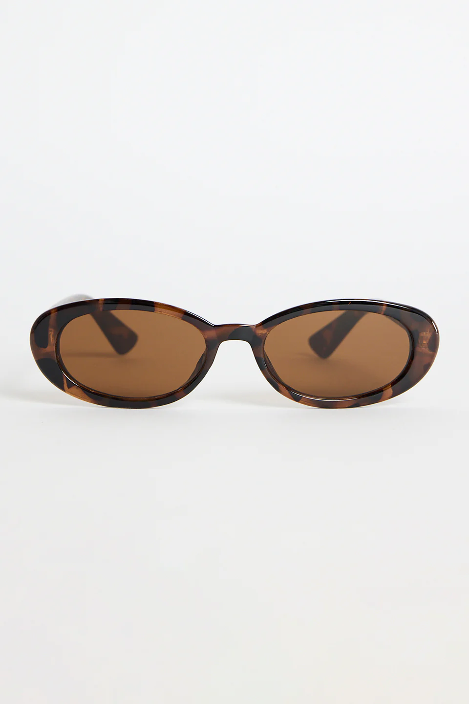 Havana Tort Narrow Oval Sunglasses - Image 3