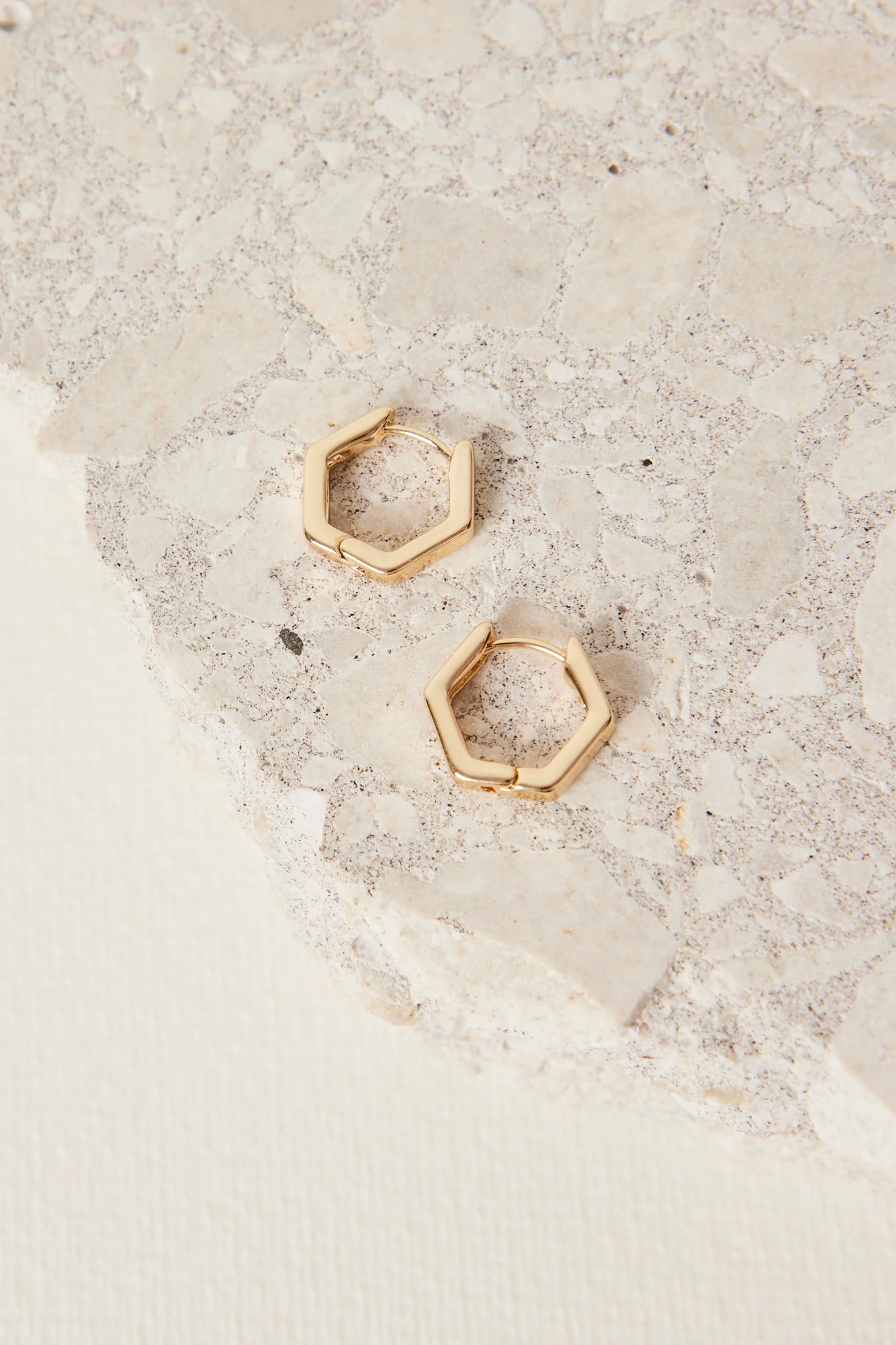 Hexagonal EOL Gold Hoop Earring