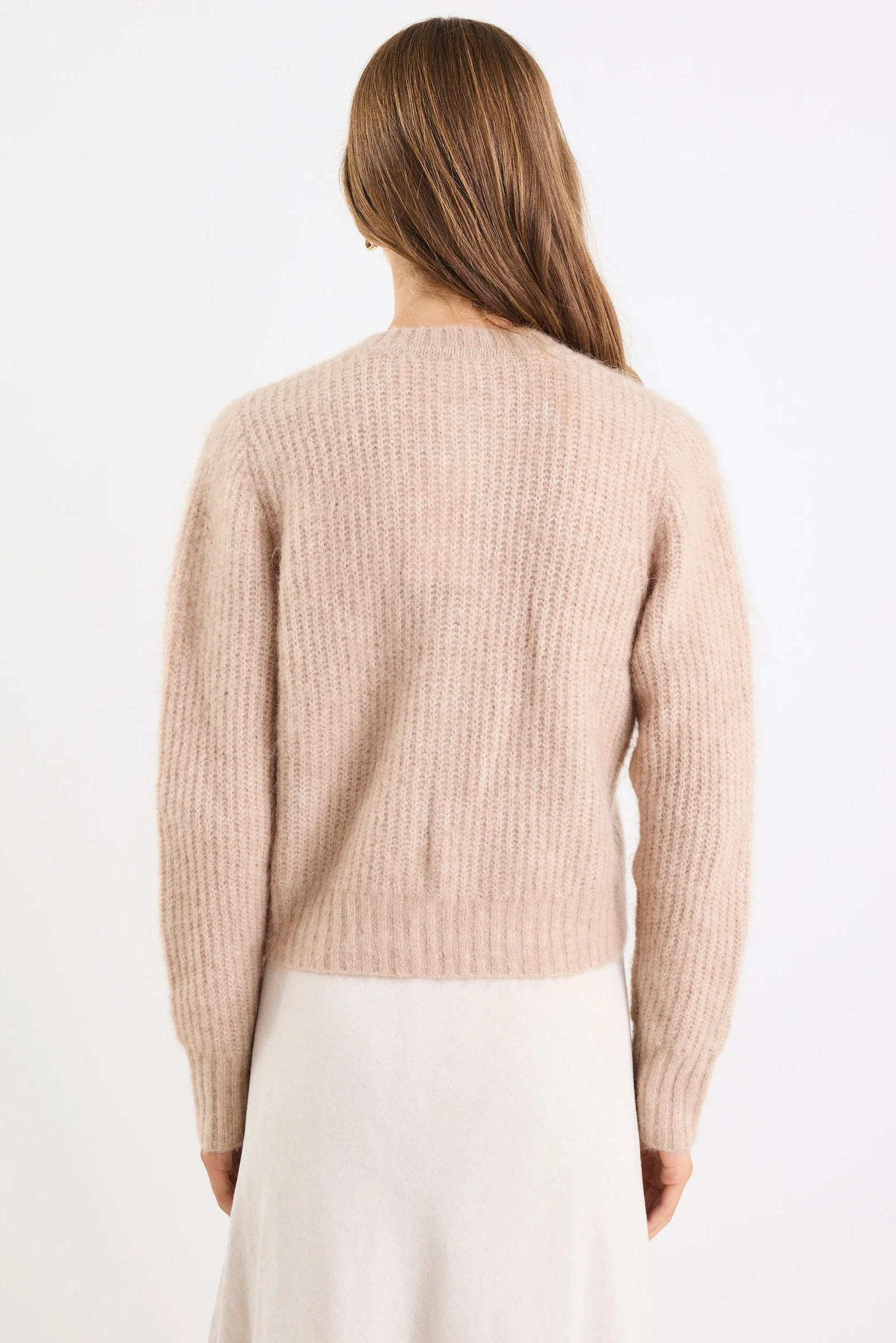 Highlight Biscuit Mohair Blend Crewneck Cardigan - Image 5