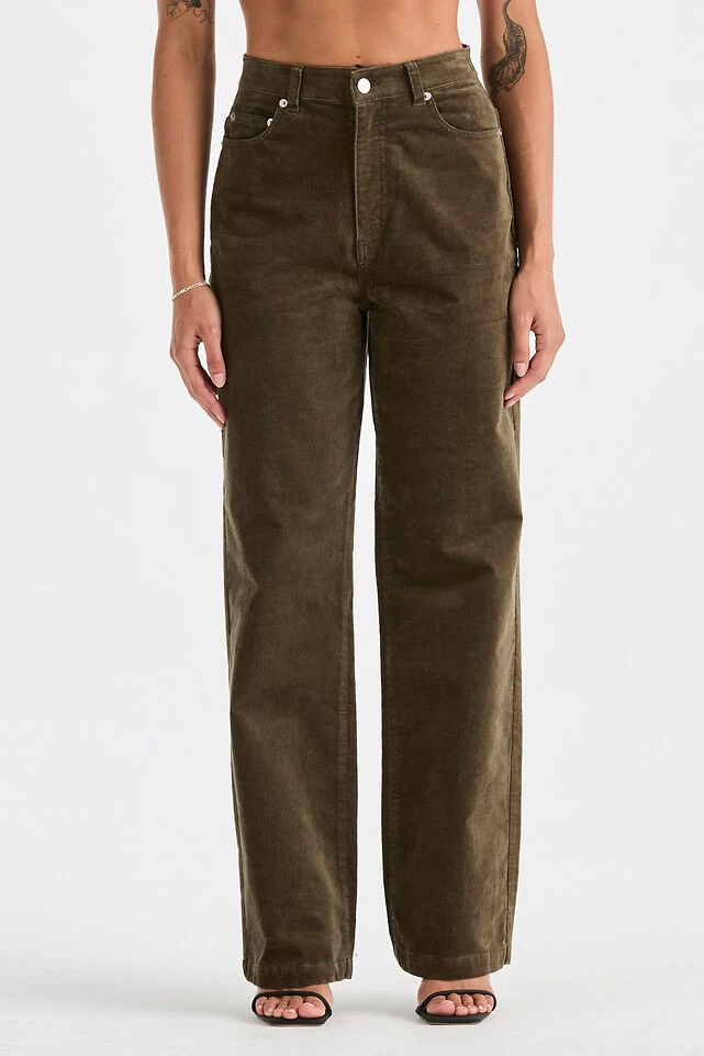 Hi Wide Deep Olive Cord Pant - Image 2