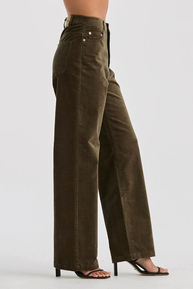 Hi Wide Deep Olive Cord Pant - Image 3